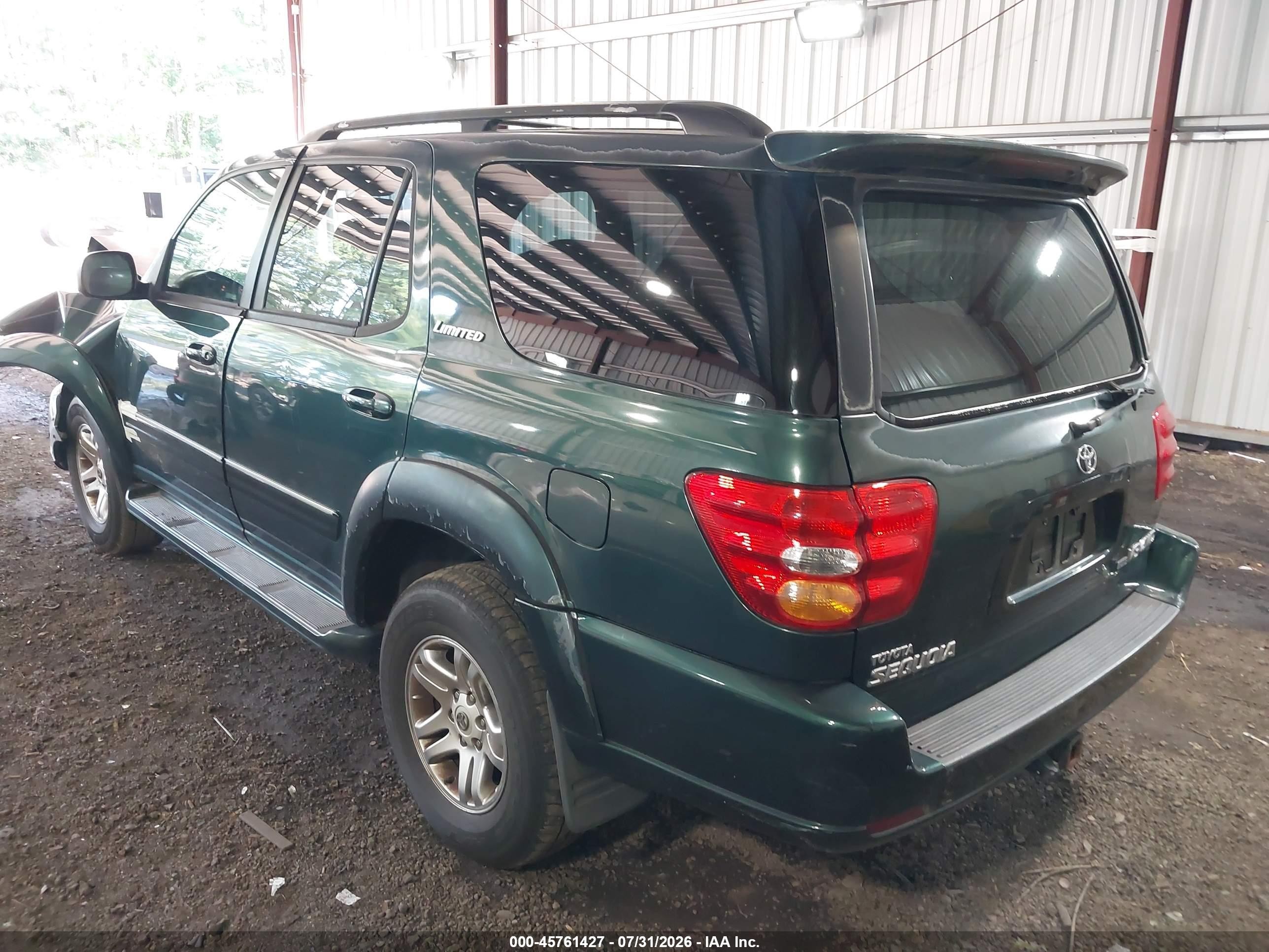 2003 Toyota Sequoia Limited V8 Green vin: 5TDBT48A93S138982