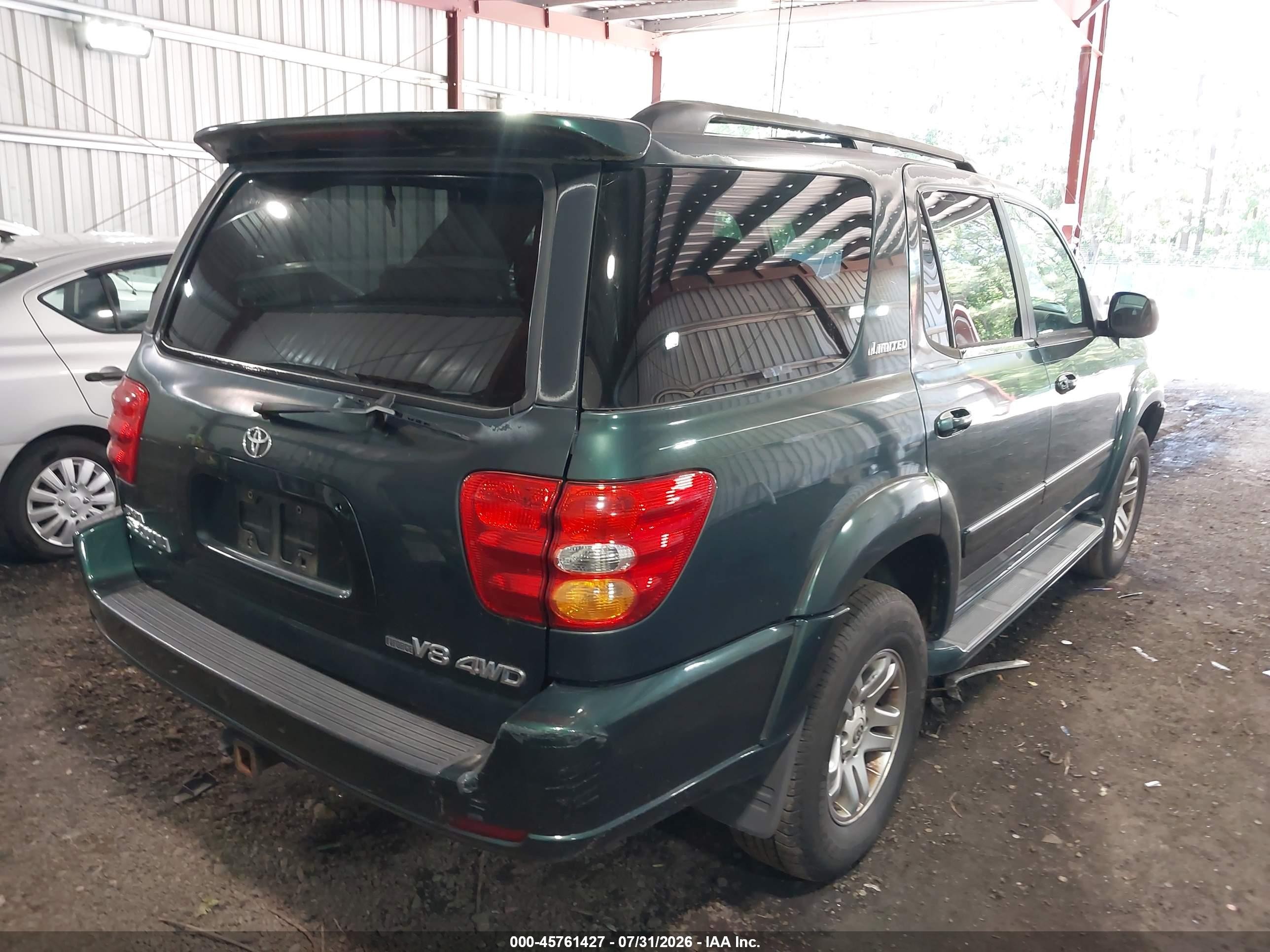 2003 Toyota Sequoia Limited V8 Green vin: 5TDBT48A93S138982