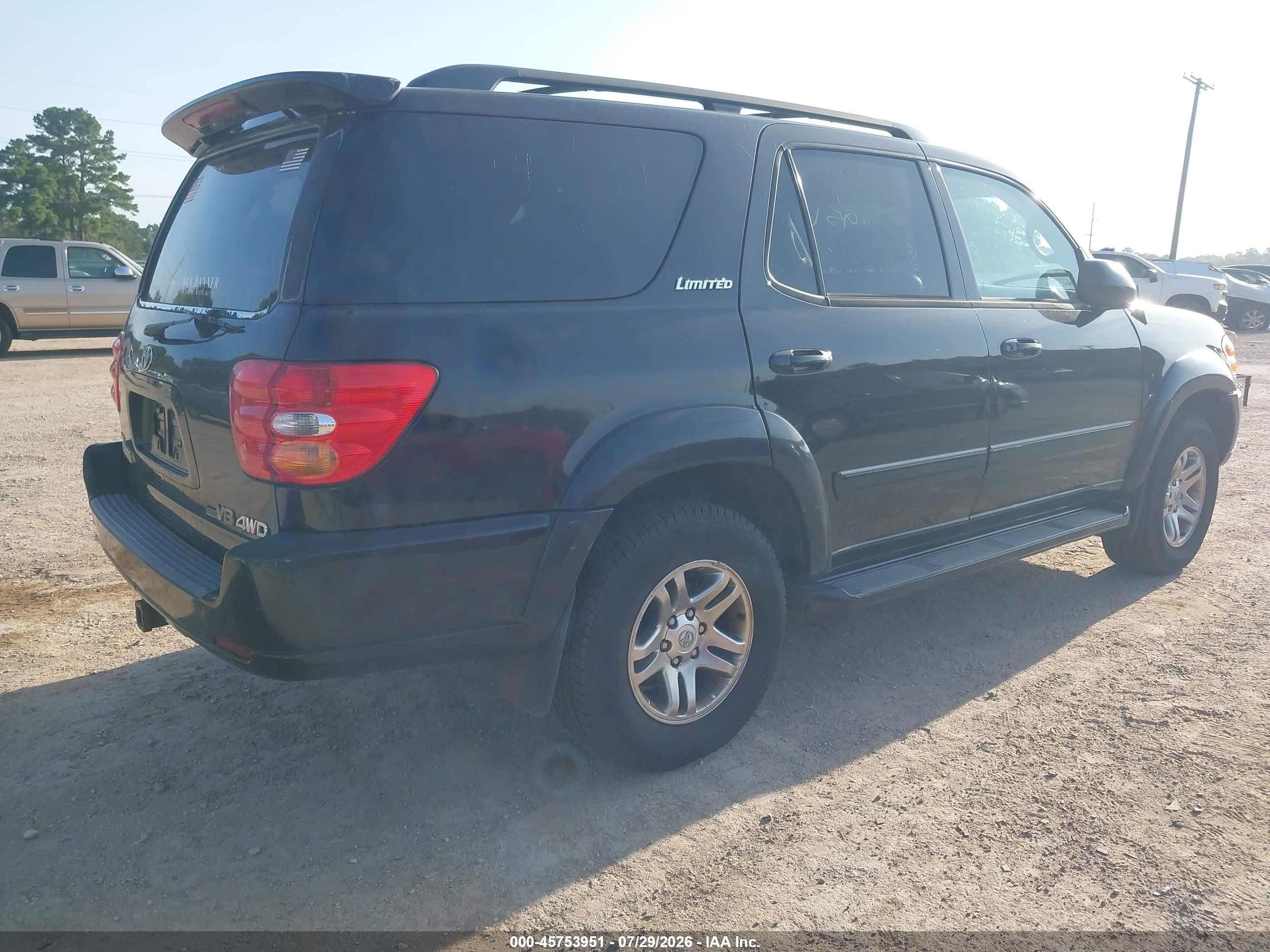 2004 Toyota Sequoia Limited V8 Черный vin: 5TDBT48A94S226867