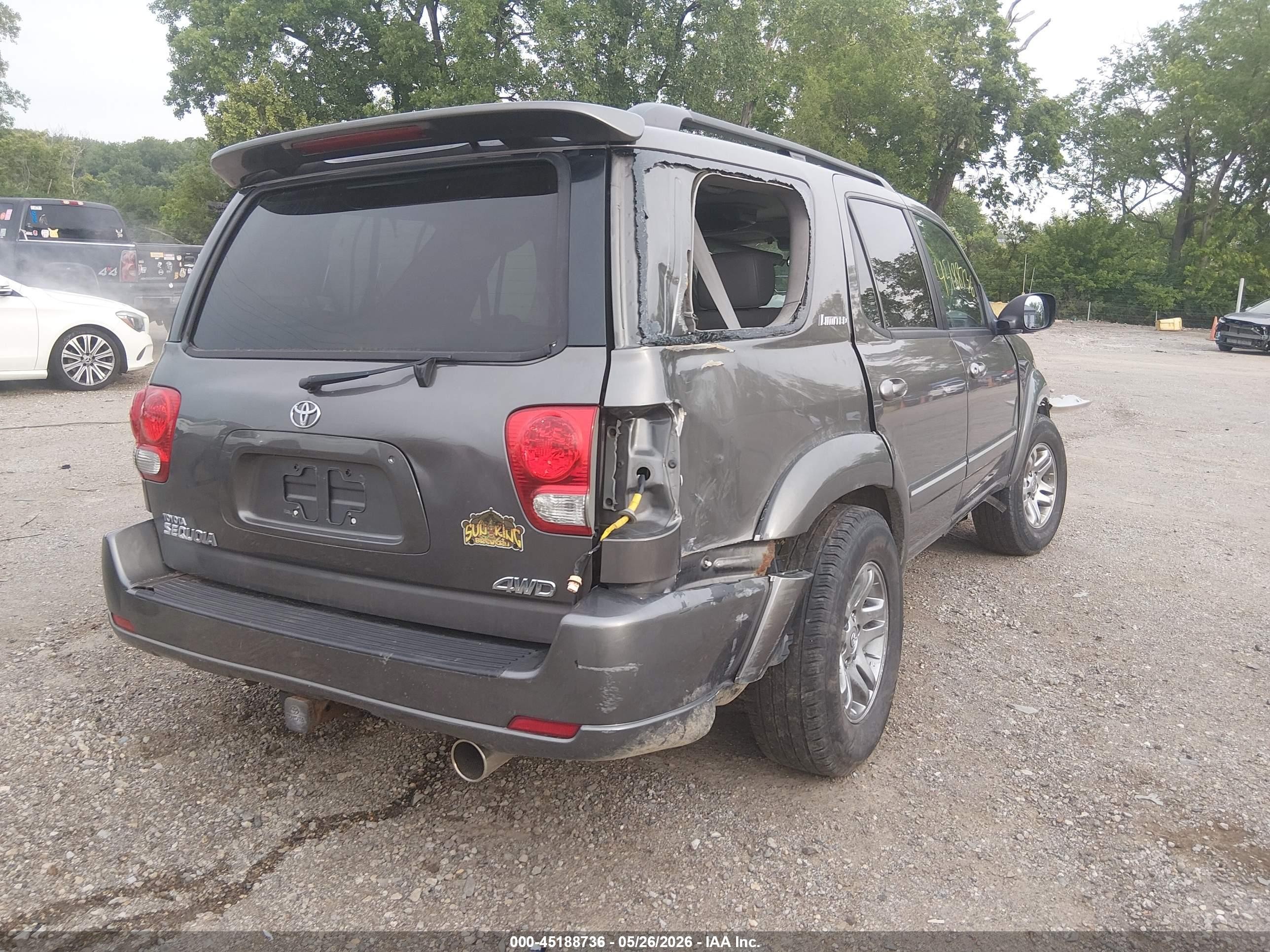 2006 Toyota Sequoia Limited V8 Gray vin: 5TDBT48A96S270211
