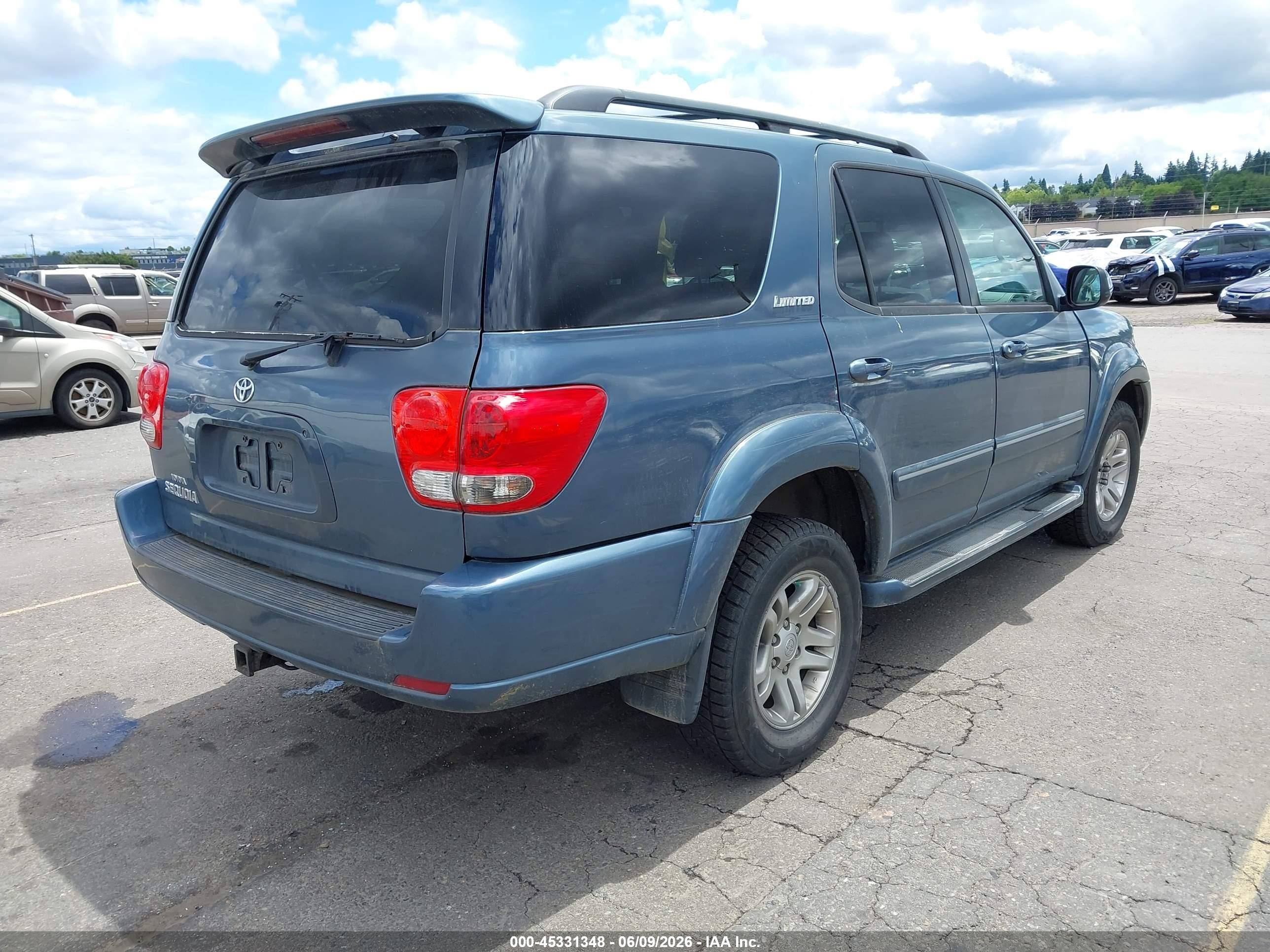 2007 Toyota Sequoia Limited V8 Blue vin: 5TDBT48A97S280691