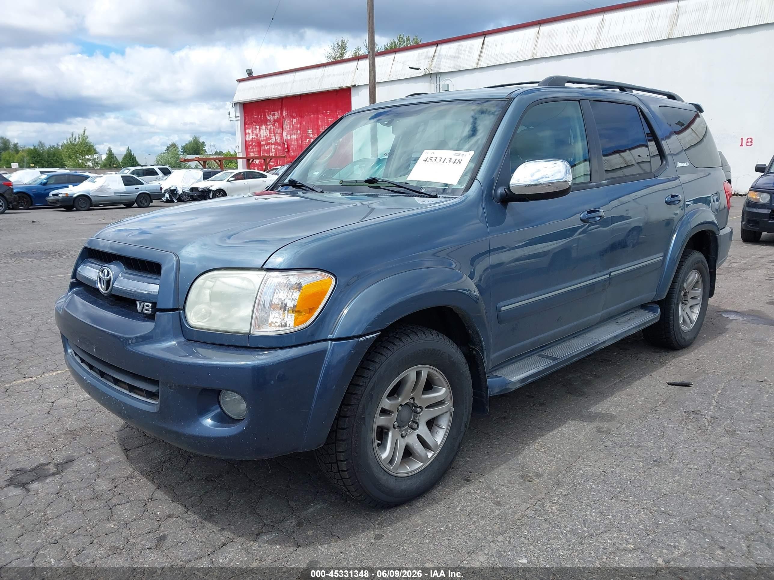 2007 Toyota Sequoia Limited V8 Blue vin: 5TDBT48A97S280691