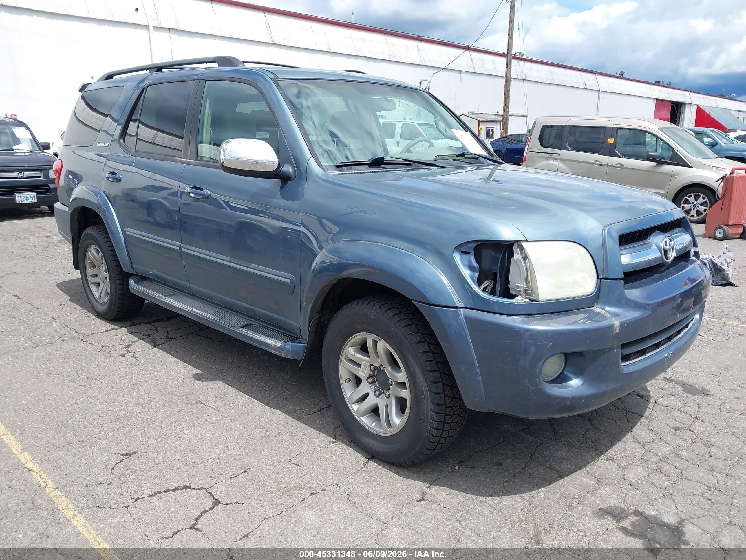 2007 Toyota Sequoia Limited V8 Blue vin: 5TDBT48A97S280691