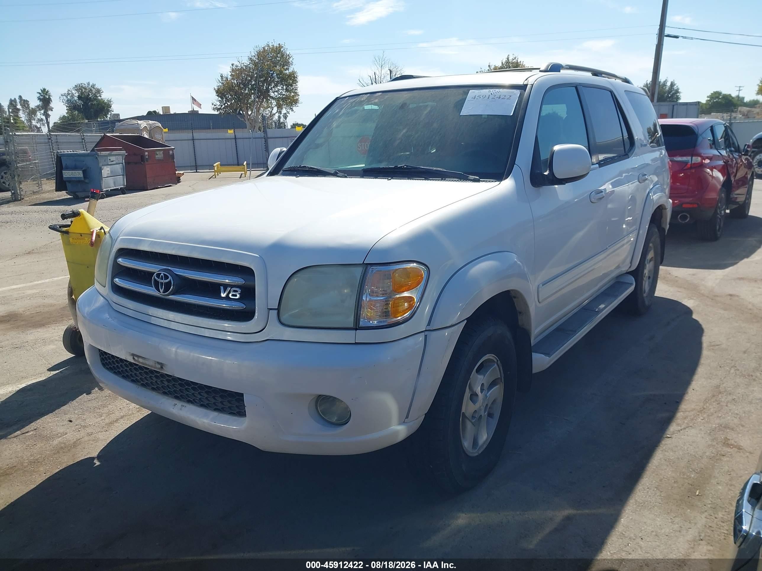 2001 Toyota Sequoia Limited V8 White vin: 5TDBT48AX1S051248