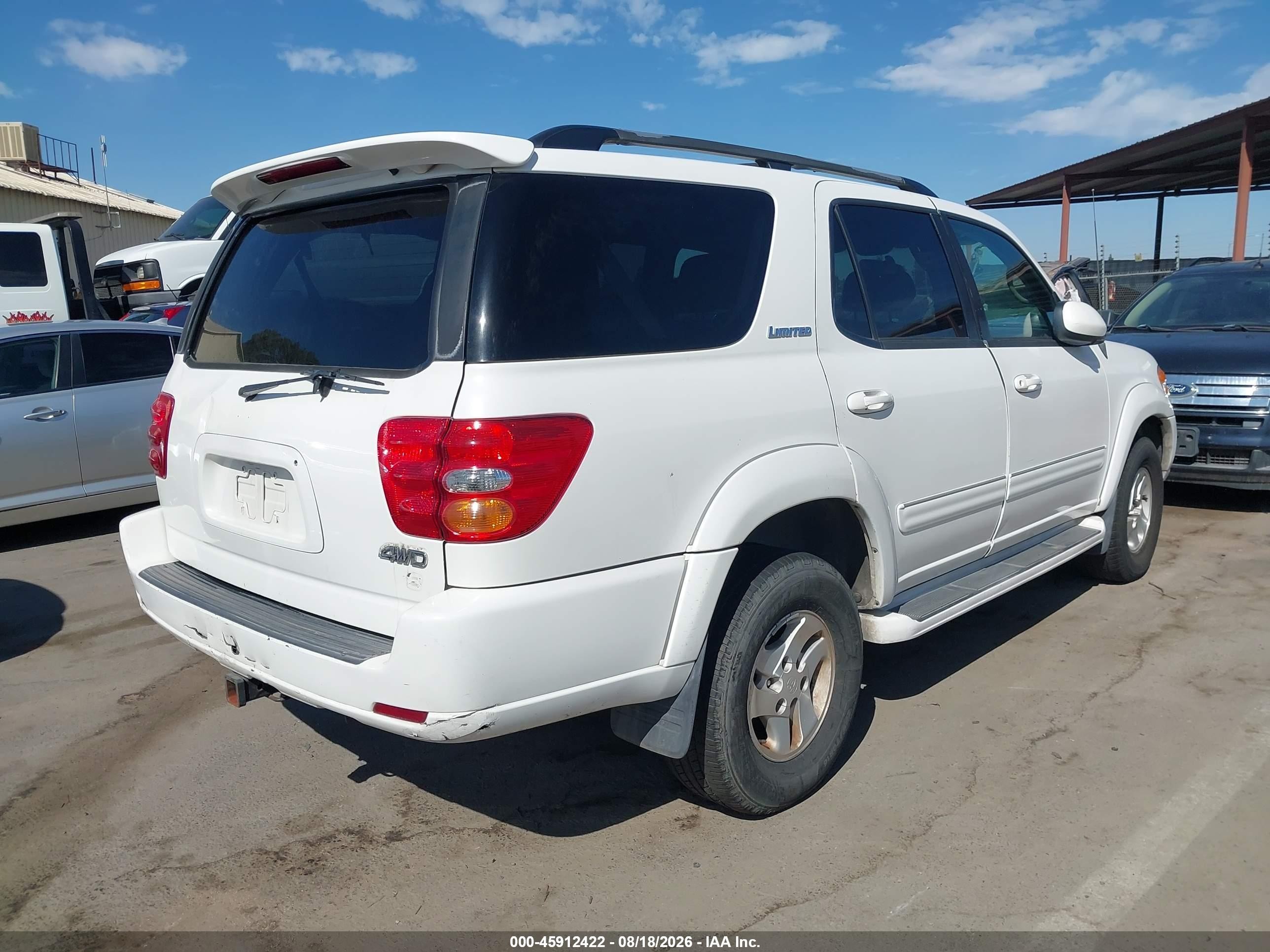 2001 Toyota Sequoia Limited V8 White vin: 5TDBT48AX1S051248