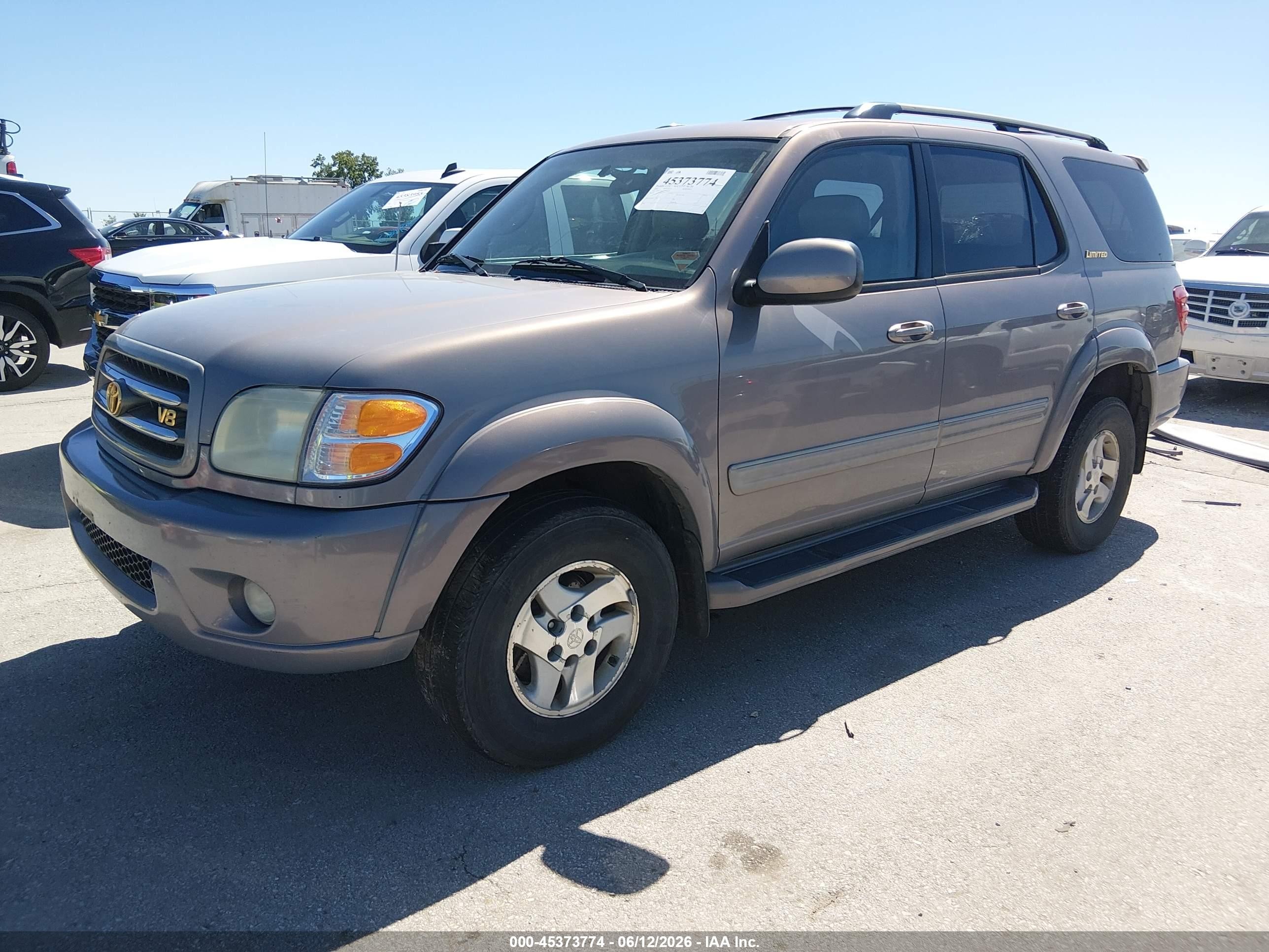 2002 Toyota Sequoia Limited V8 Gold vin: 5TDBT48AX2S109344