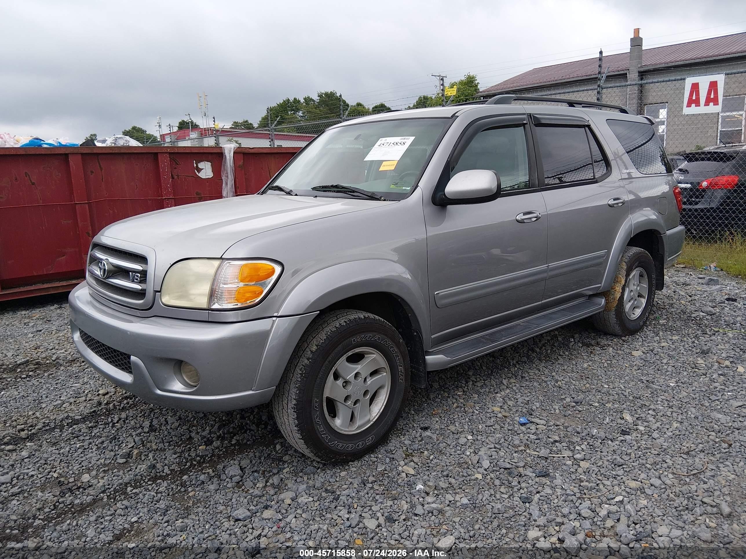 2002 Toyota Sequoia Limited V8 Silver vin: 5TDBT48AX2S117721