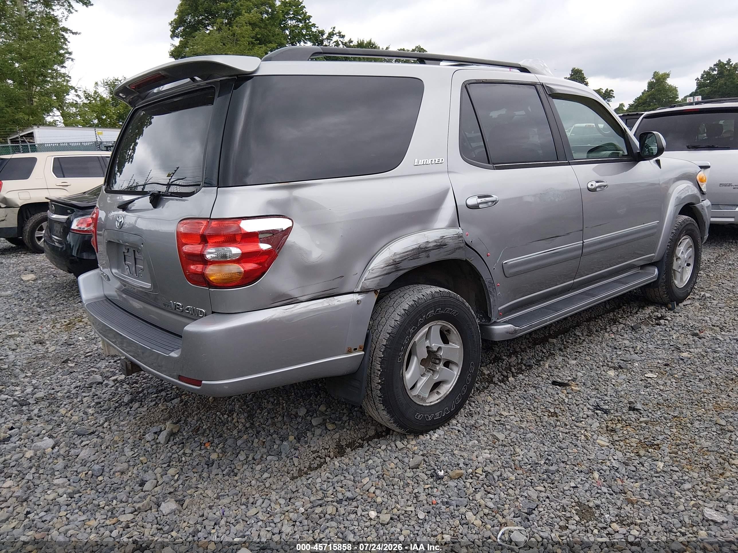 2002 Toyota Sequoia Limited V8 Silver vin: 5TDBT48AX2S117721
