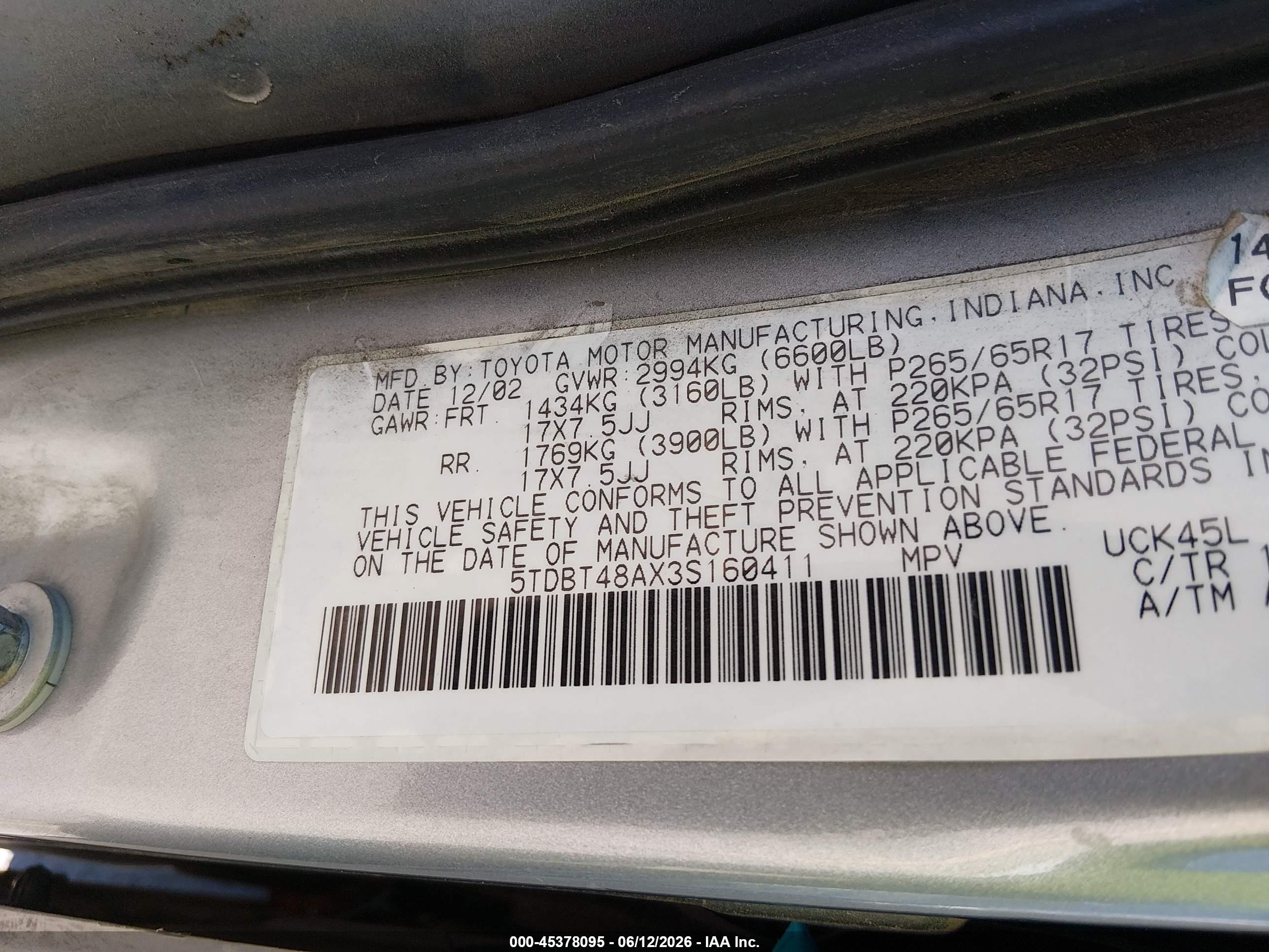 2003 Toyota Sequoia Limited V8 Gray vin: 5TDBT48AX3S160411