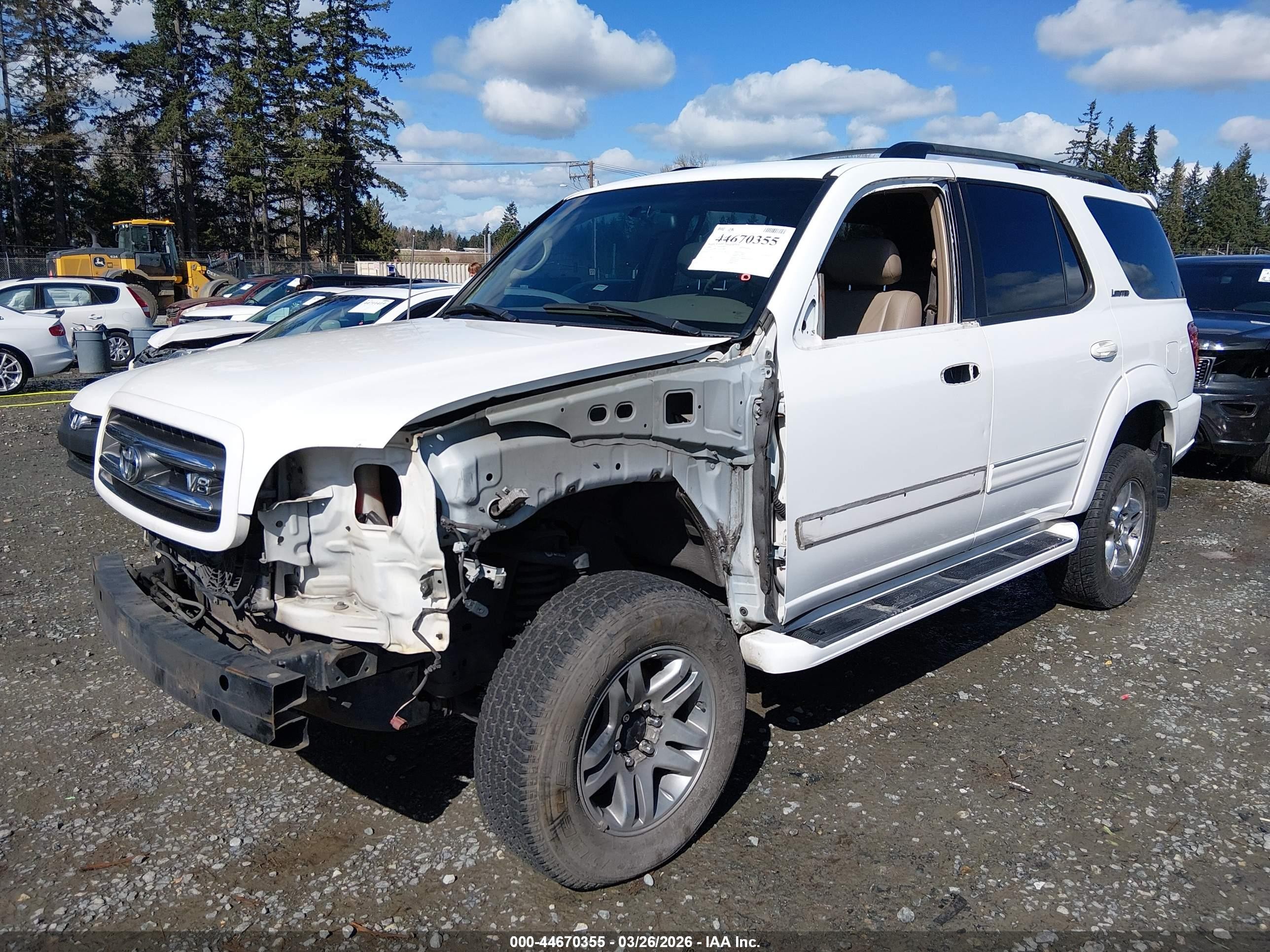 2004 Toyota Sequoia Limited V8 White vin: 5TDBT48AX4S211908