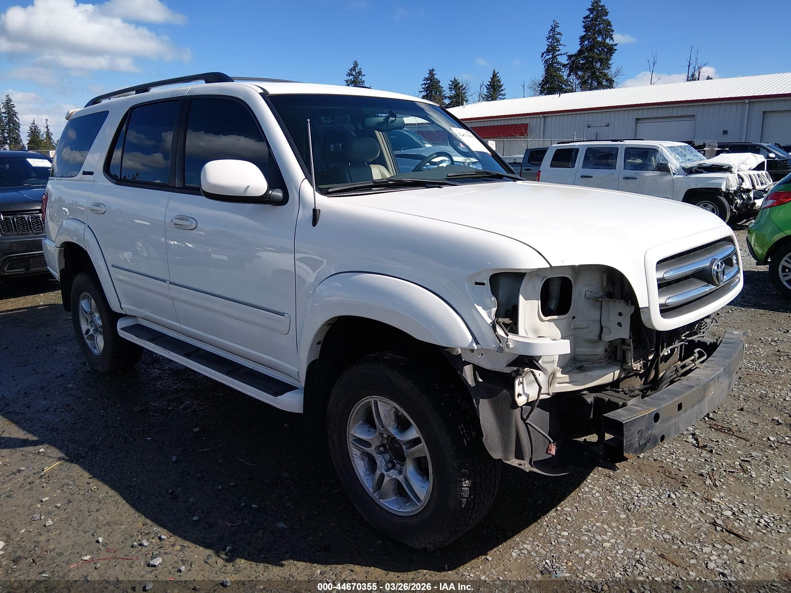 2004 Toyota Sequoia Limited V8 White vin: 5TDBT48AX4S211908