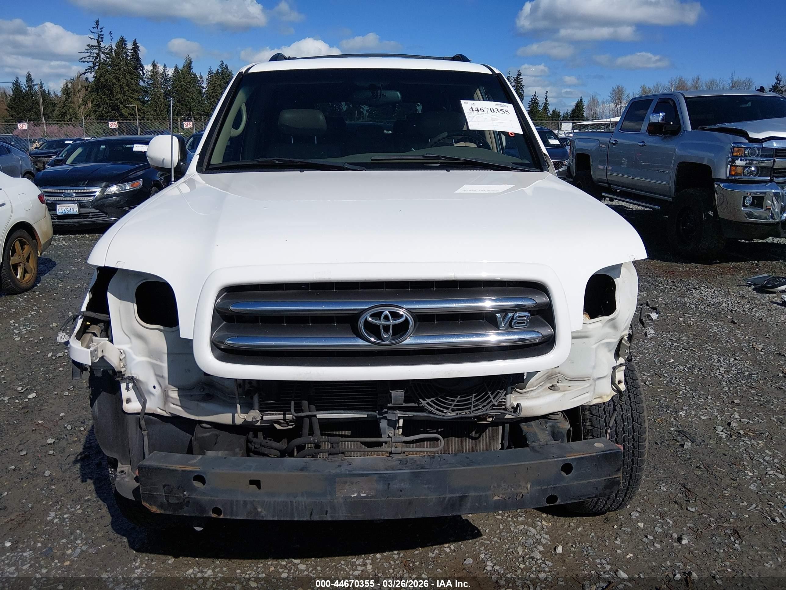 2004 Toyota Sequoia Limited V8 White vin: 5TDBT48AX4S211908