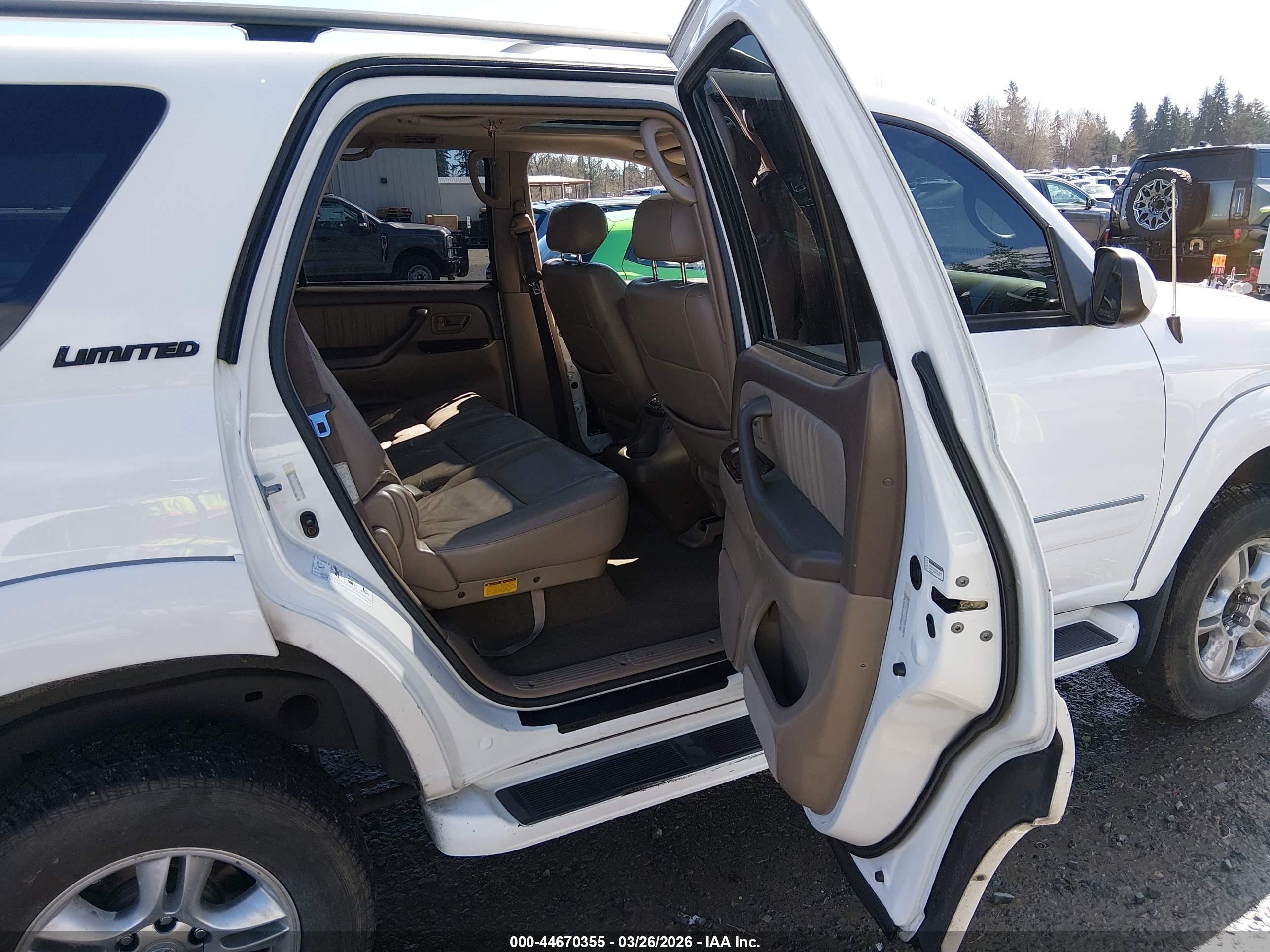2004 Toyota Sequoia Limited V8 White vin: 5TDBT48AX4S211908