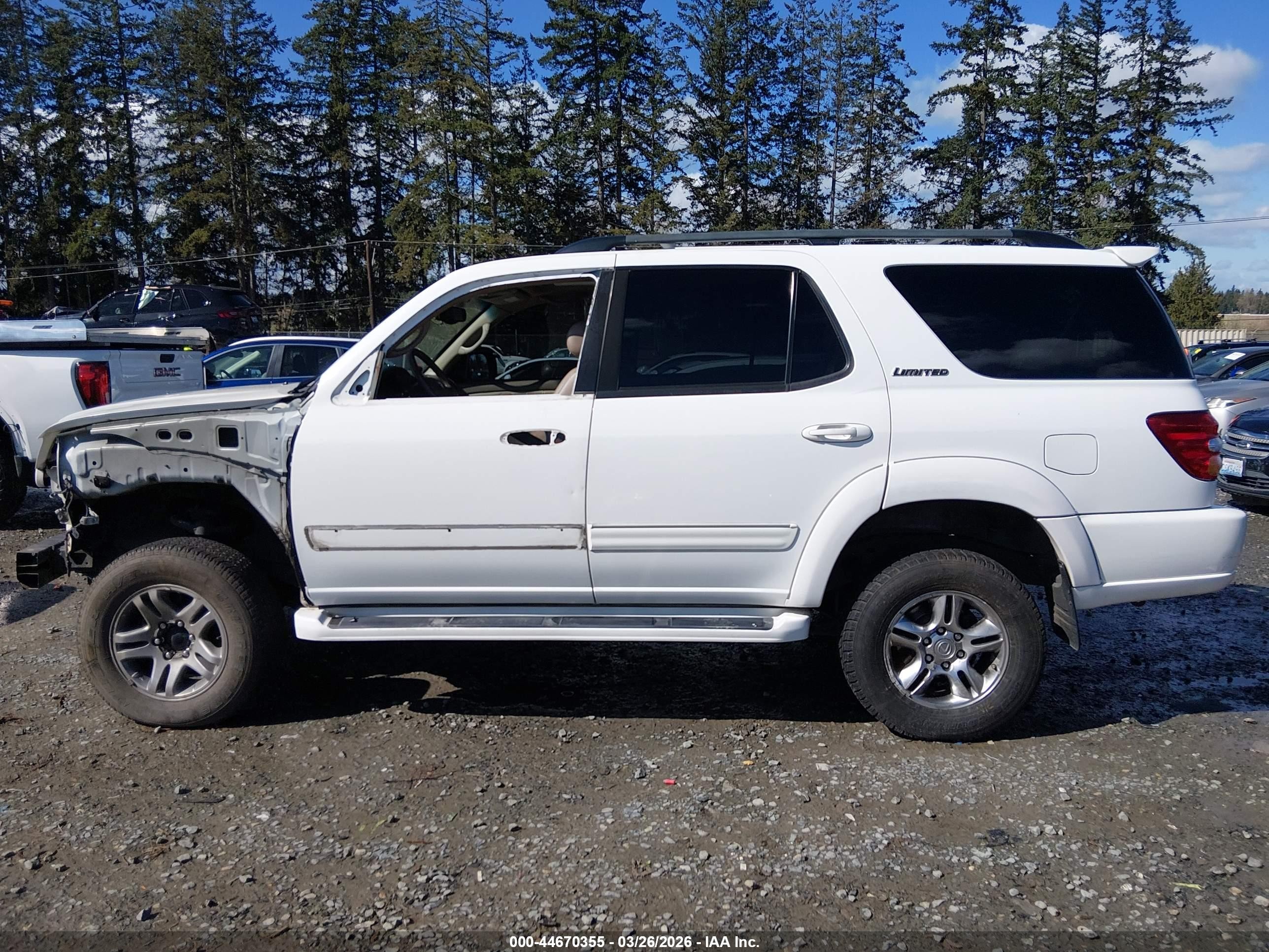 2004 Toyota Sequoia Limited V8 White vin: 5TDBT48AX4S211908