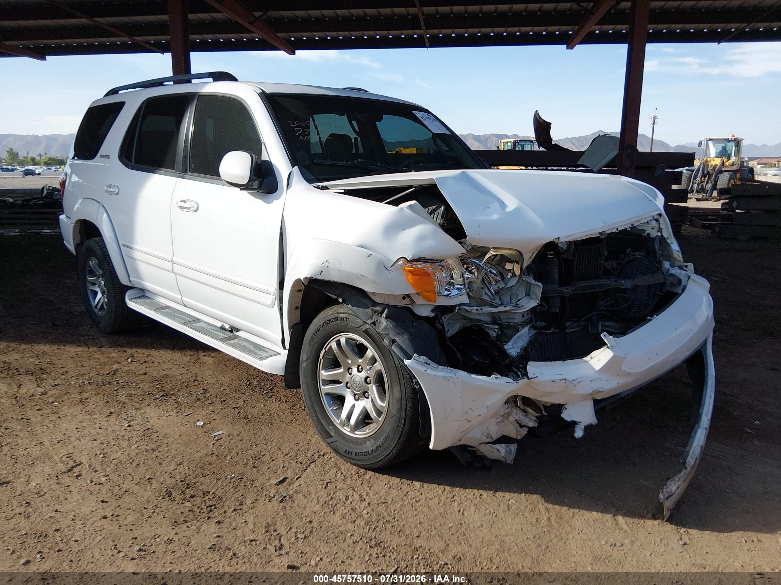 2005 Toyota Sequoia Limited V8 White vin: 5TDBT48AX5S257742