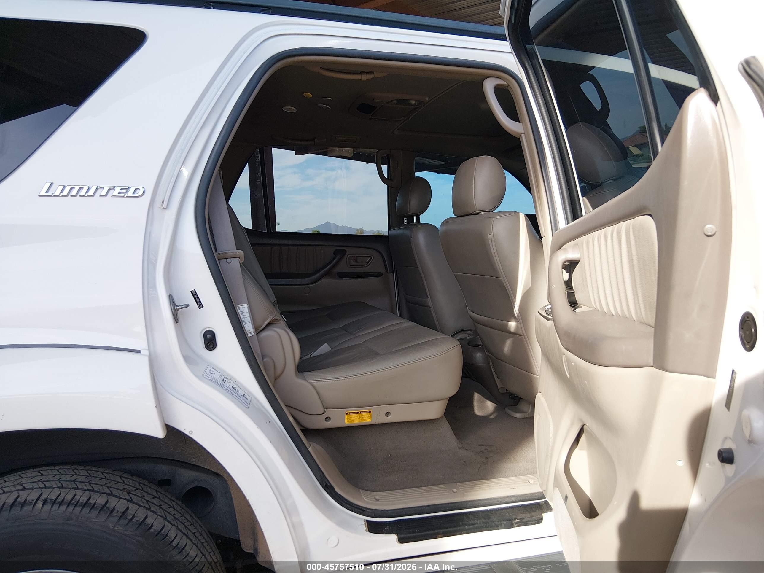 2005 Toyota Sequoia Limited V8 White vin: 5TDBT48AX5S257742