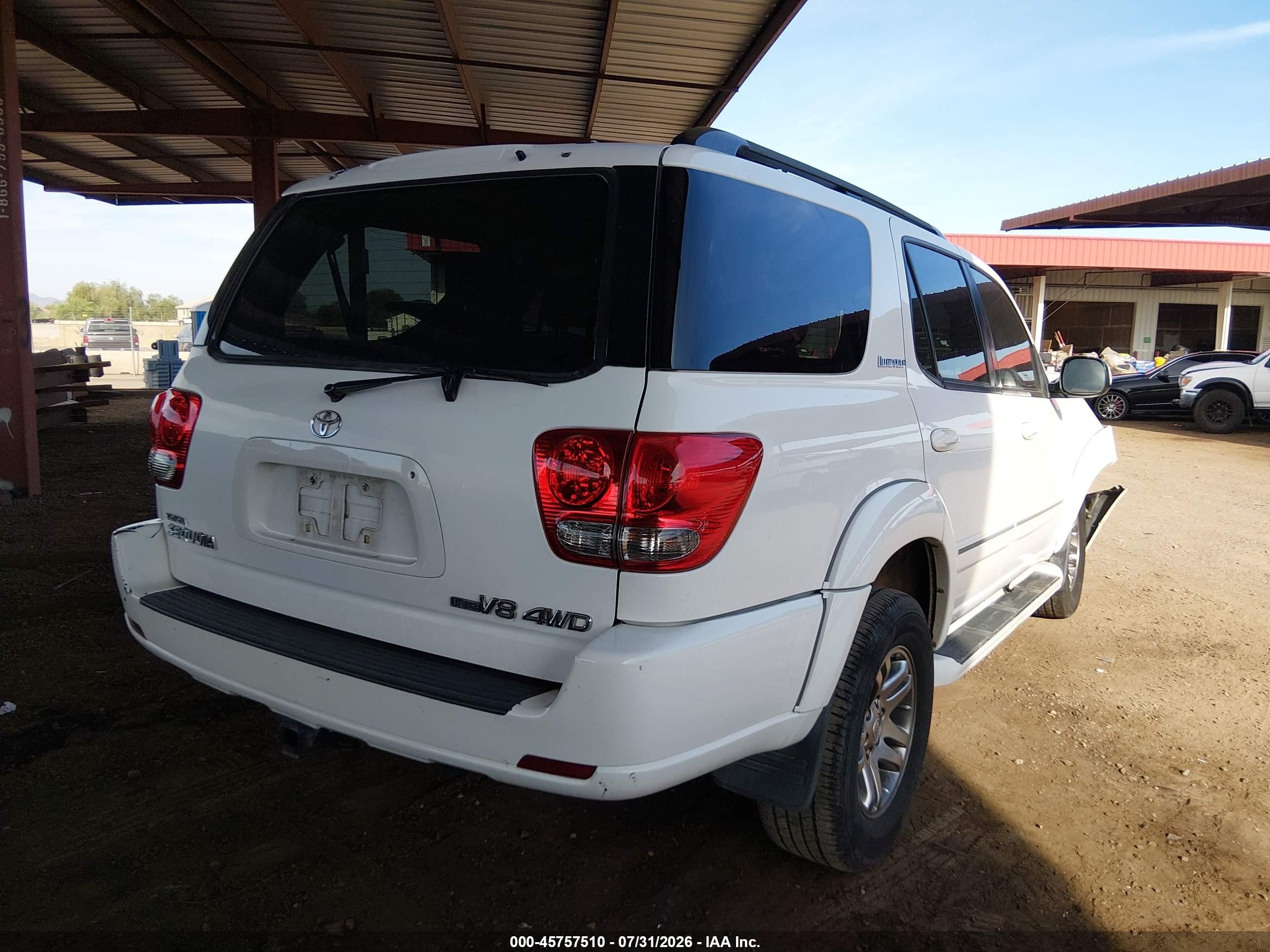 2005 Toyota Sequoia Limited V8 White vin: 5TDBT48AX5S257742