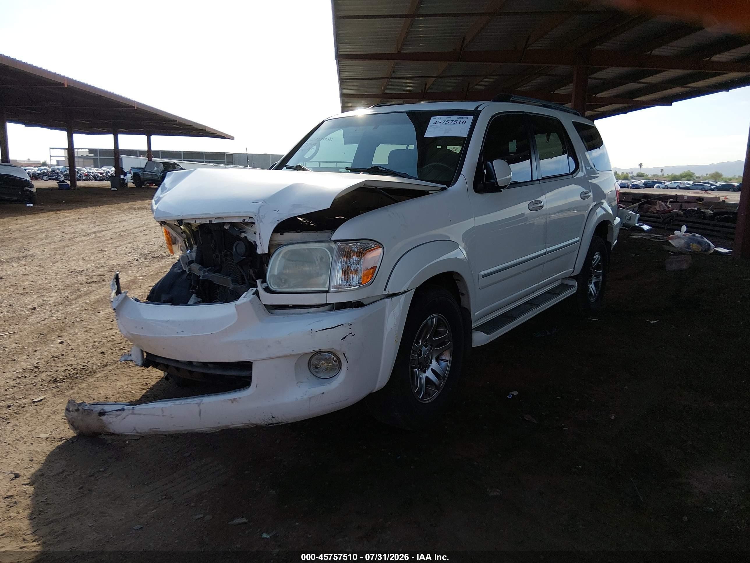 2005 Toyota Sequoia Limited V8 White vin: 5TDBT48AX5S257742