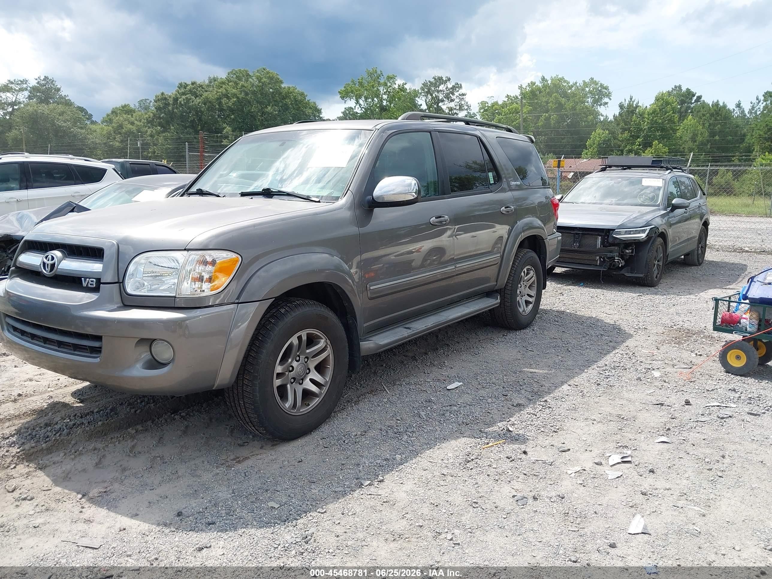2007 Toyota Sequoia Limited V8 Gray vin: 5TDBT48AX7S287066