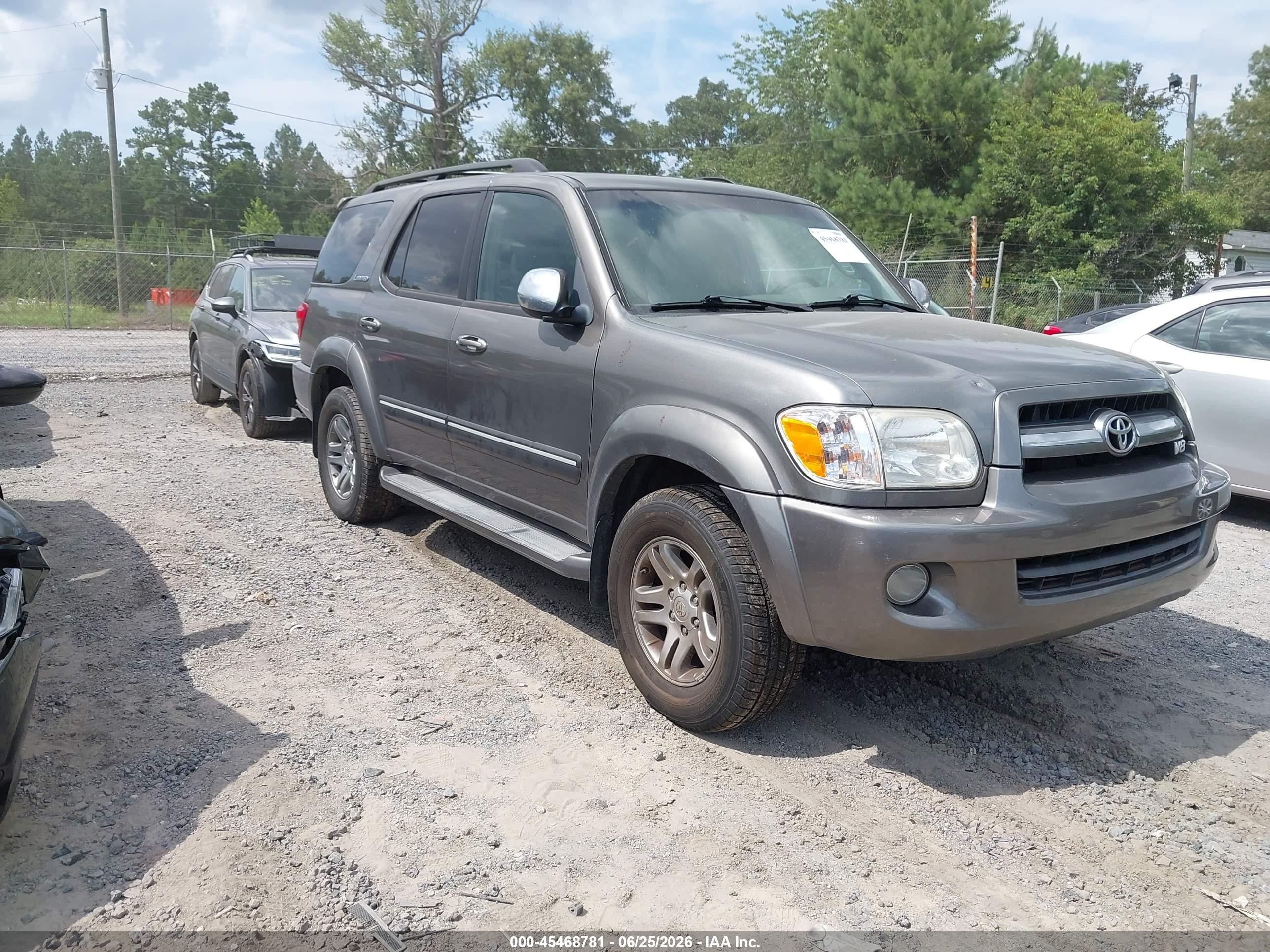2007 Toyota Sequoia Limited V8 Gray vin: 5TDBT48AX7S287066