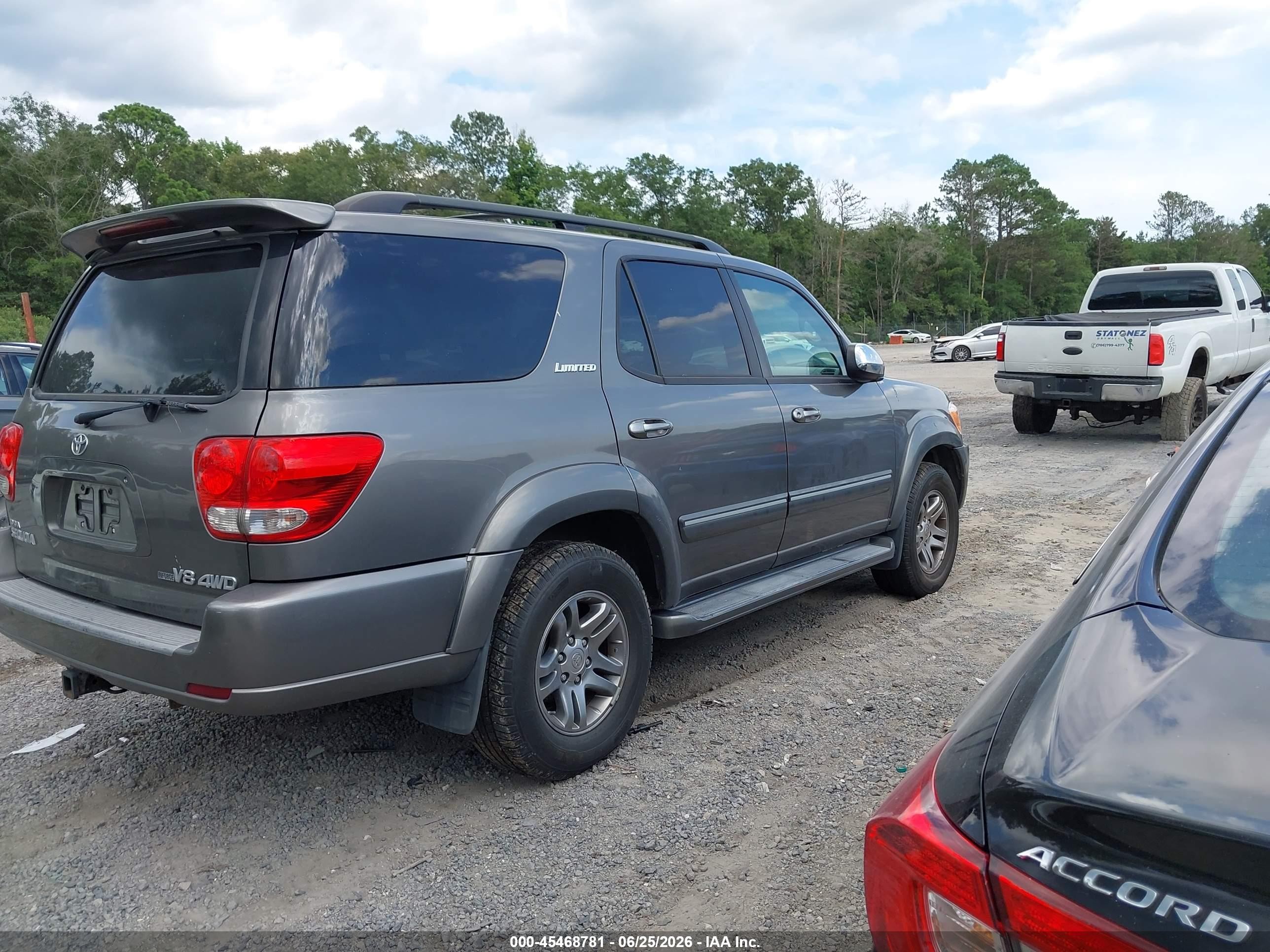 2007 Toyota Sequoia Limited V8 Gray vin: 5TDBT48AX7S287066