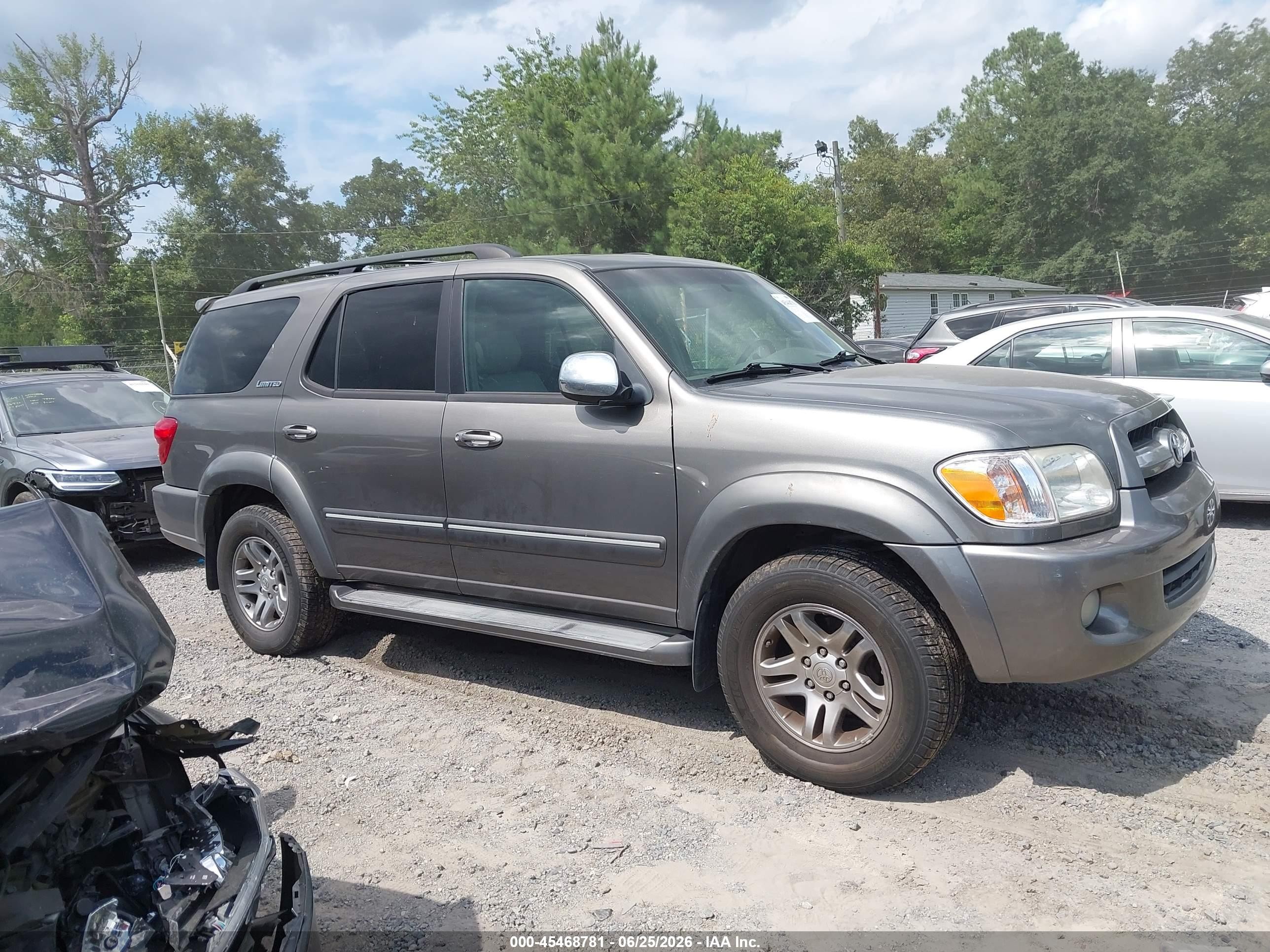 2007 Toyota Sequoia Limited V8 Gray vin: 5TDBT48AX7S287066