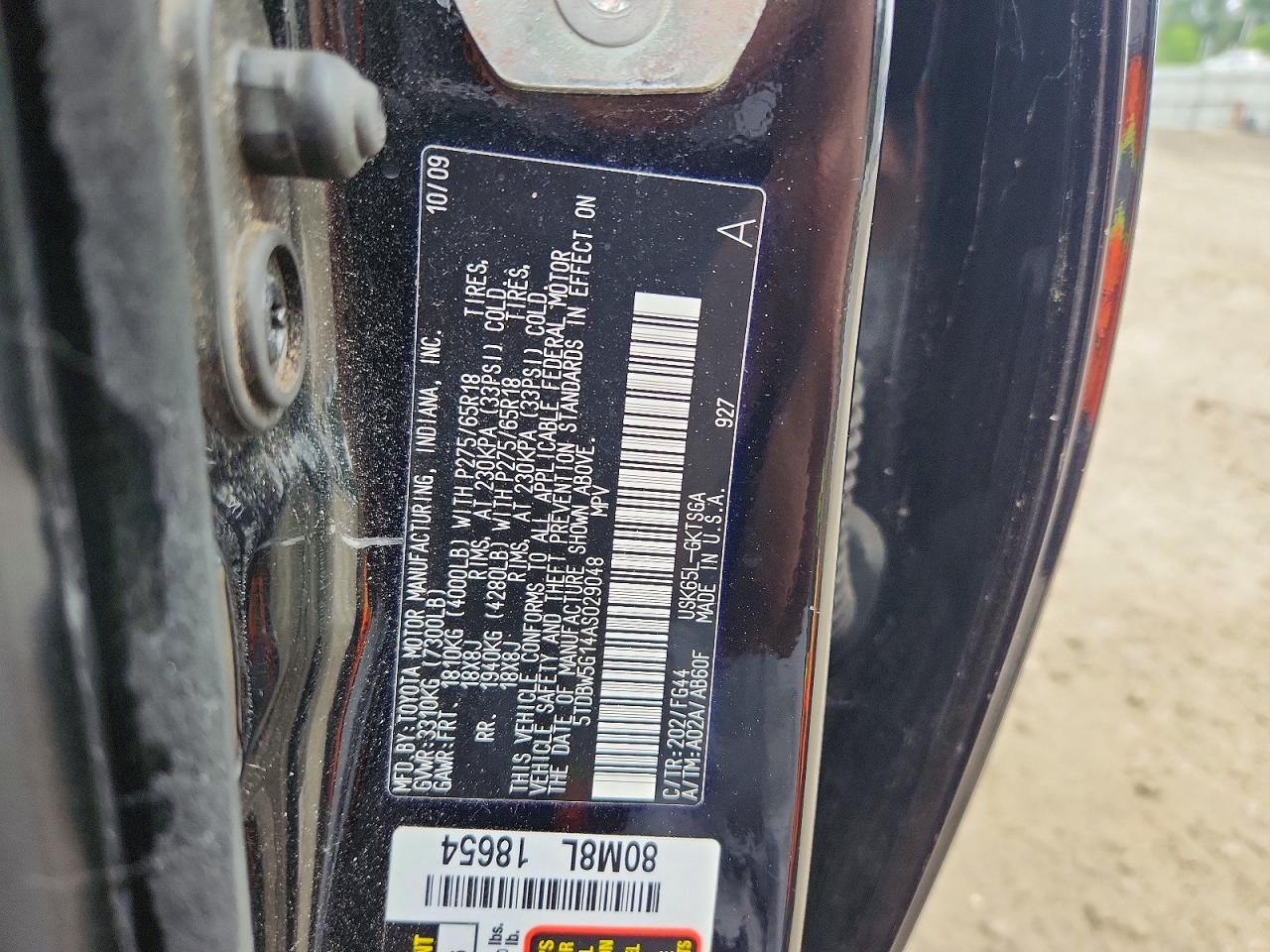2010 Toyota Sequoia Sr5 Синий vin: 5TDBW5G14AS029048