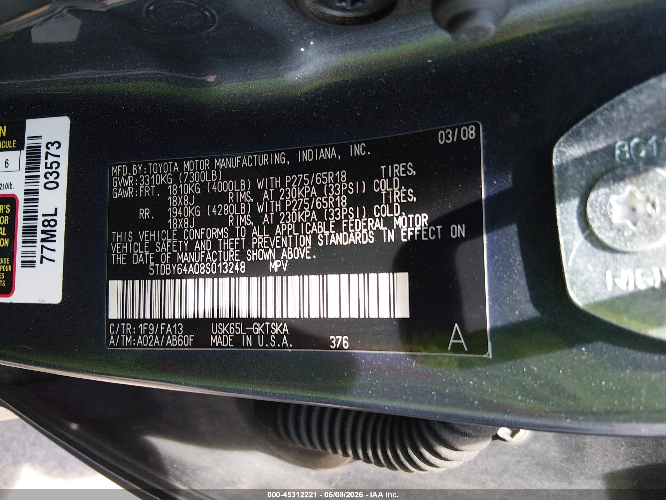 2008 Toyota Sequoia Sr5 5.7l V8 Gray vin: 5TDBY64A08S013248