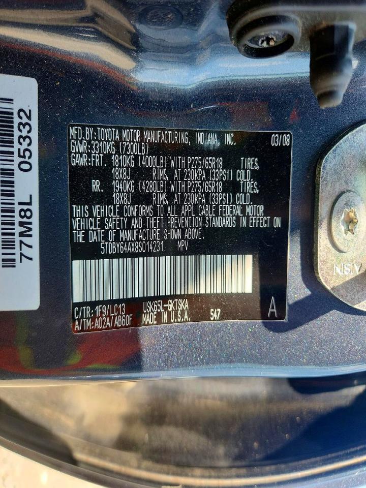2008 Toyota Sequoia Sr5 Gray vin: 5TDBY64AX8S014231