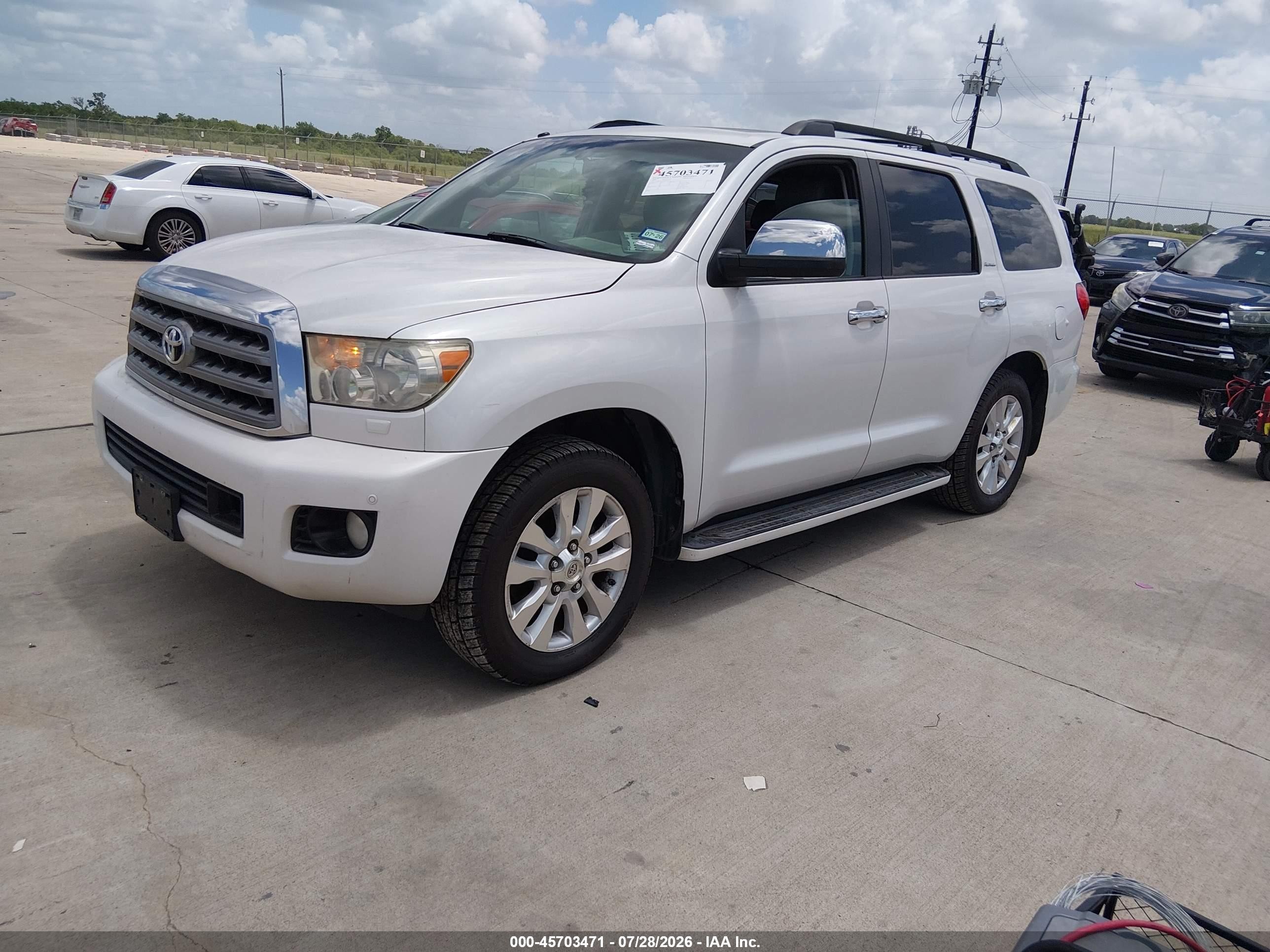 2008 Toyota Sequoia Platinum 5.7l V8 White vin: 5TDBY67A08S000317