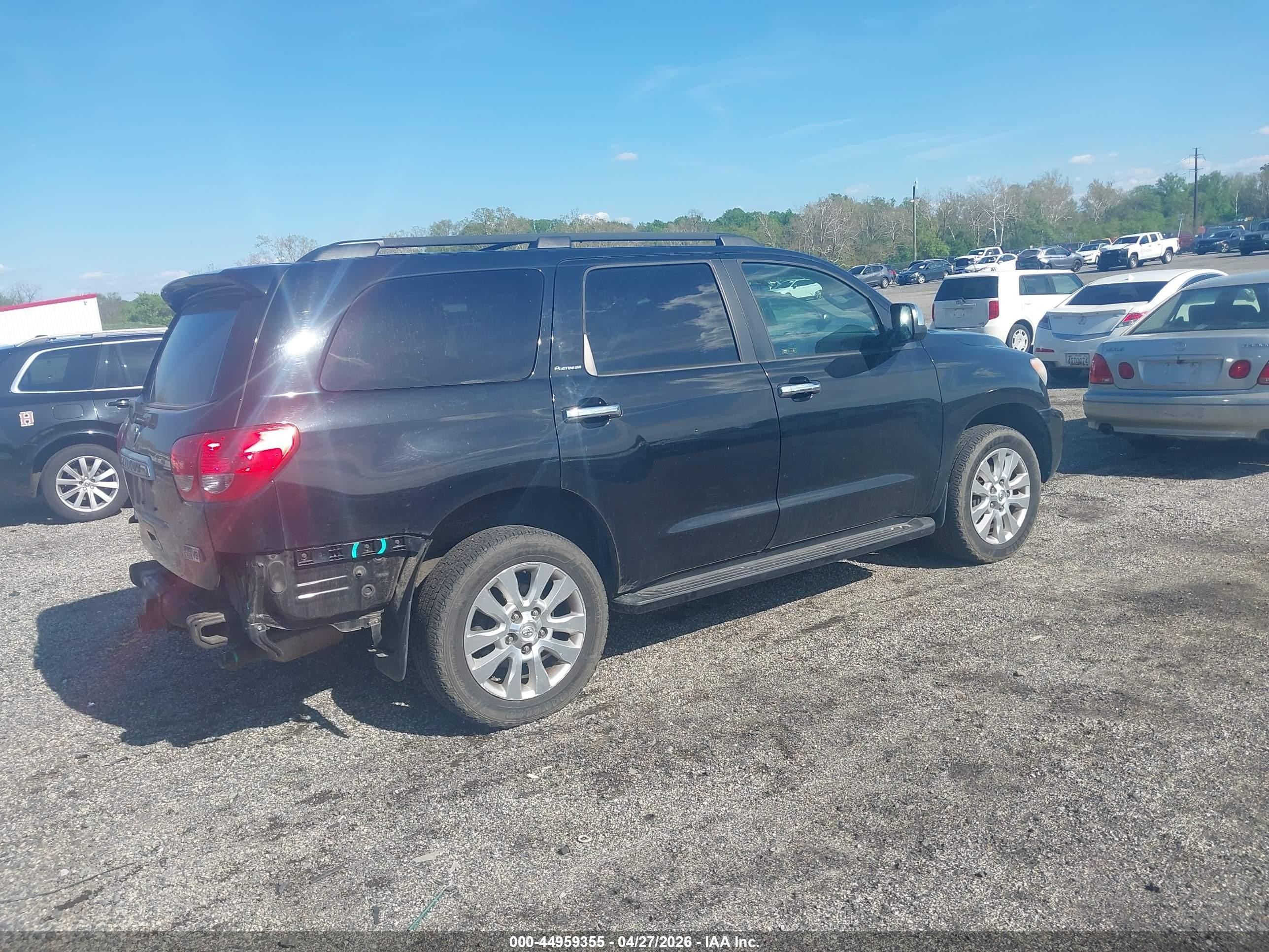 2008 Toyota Sequoia Platinum 5.7l V8 Black vin: 5TDBY67A08S023015