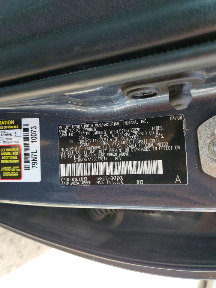 2008 Toyota Sequoia Platinum Gray vin: 5TDBY67A18S017014