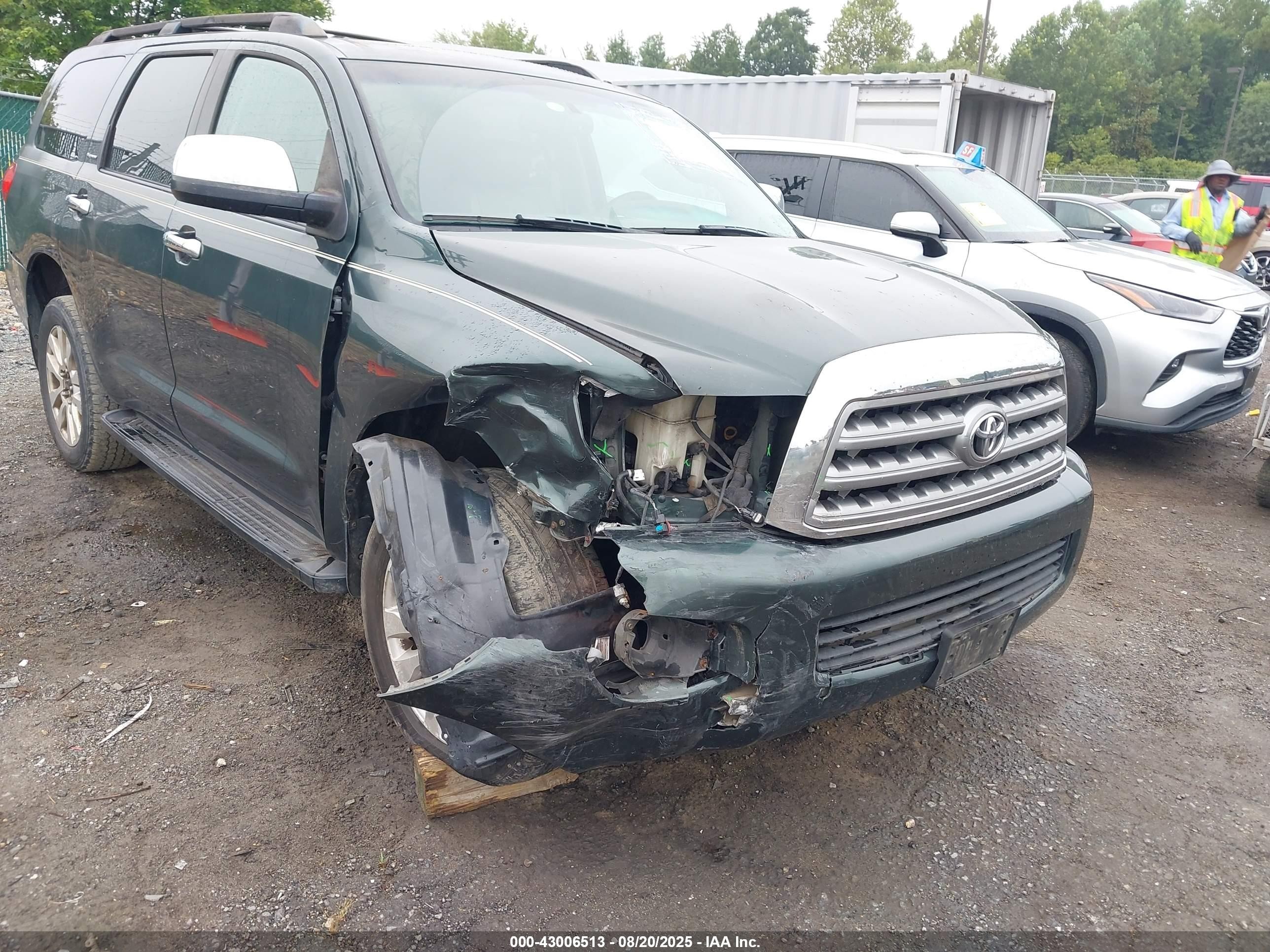 2008 Toyota Sequoia Platinum 5.7l V8 Green vin: 5TDBY67A28S015790