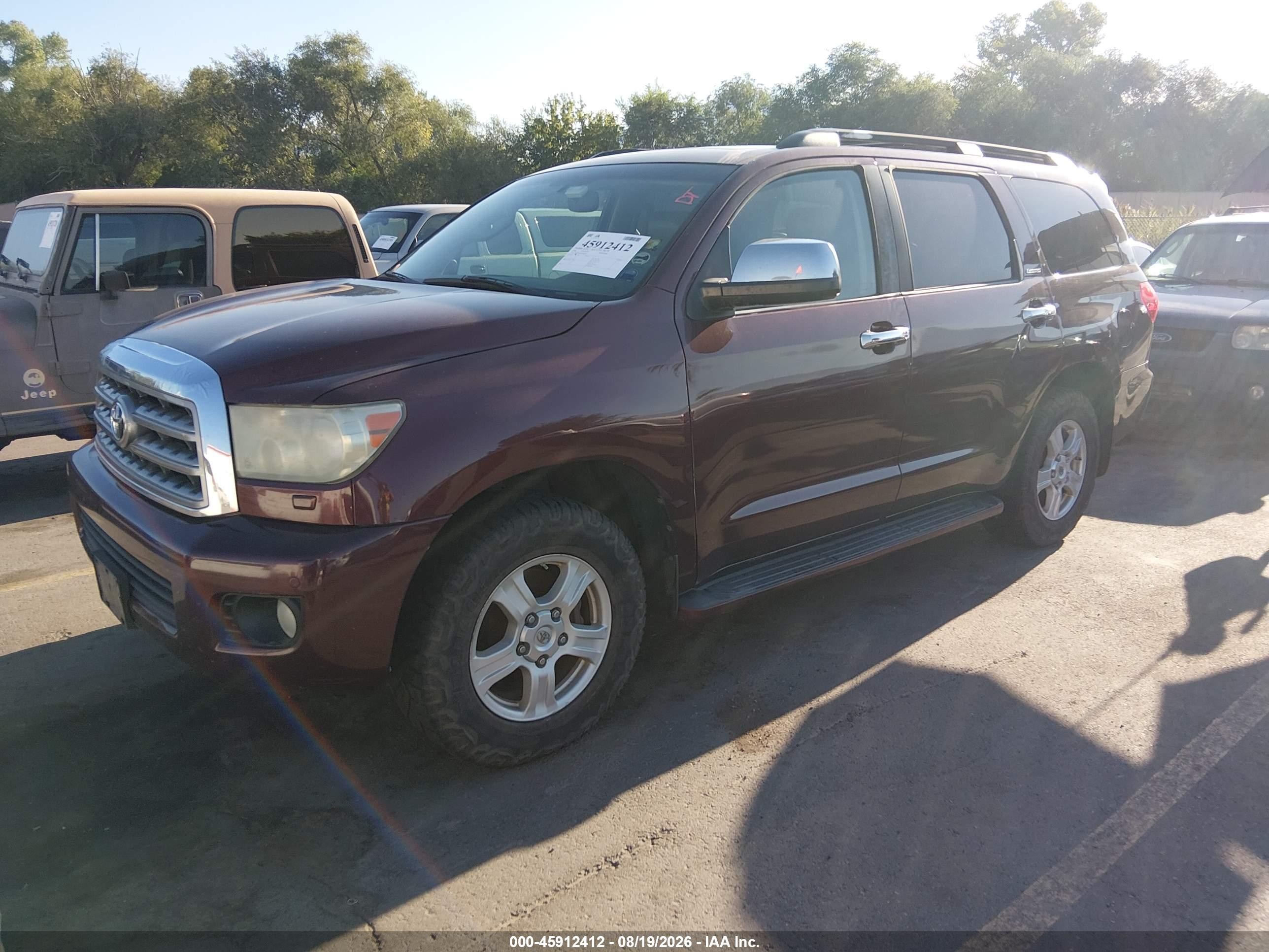 2008 Toyota Sequoia Limited 5.7l V8 Бордовый vin: 5TDBY68A48S003655
