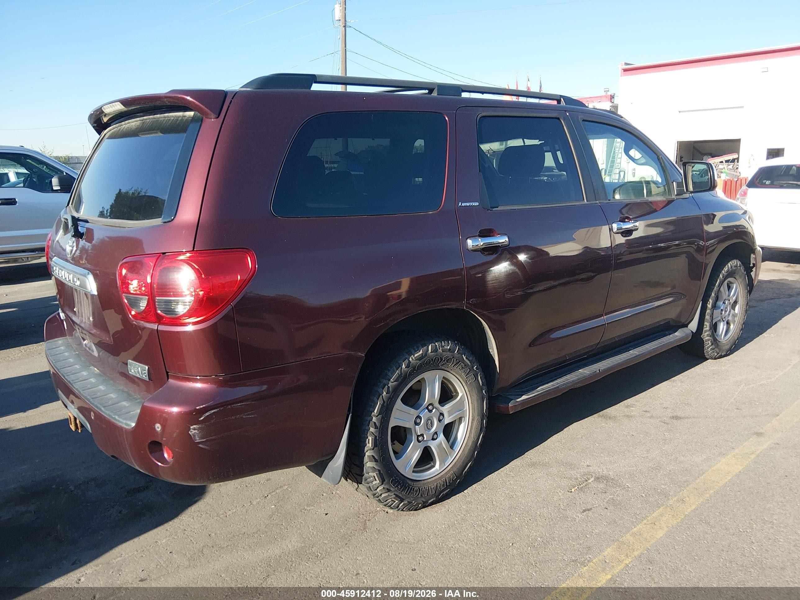 2008 Toyota Sequoia Limited 5.7l V8 Бордовый vin: 5TDBY68A48S003655