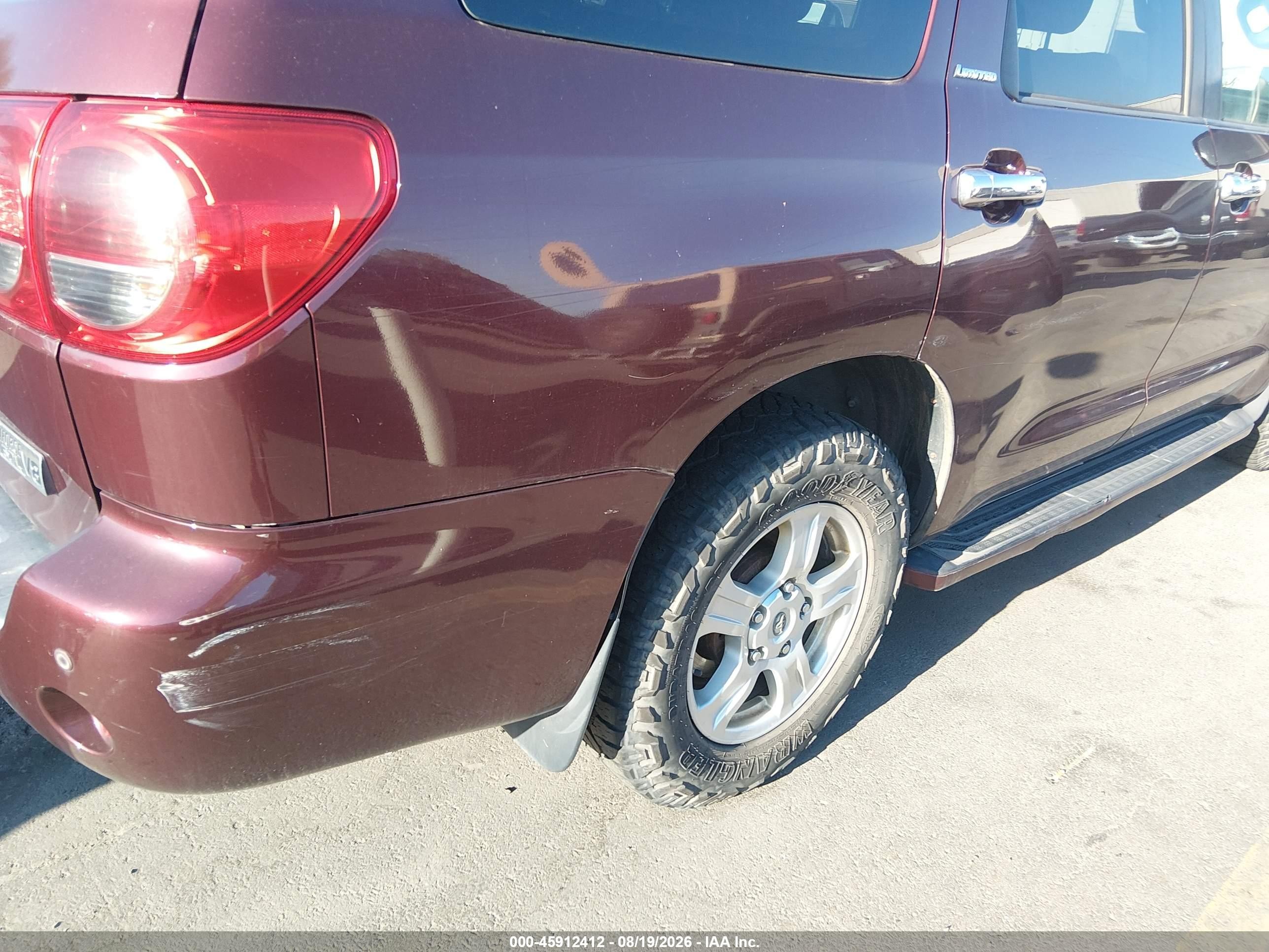 2008 Toyota Sequoia Limited 5.7l V8 Бордовый vin: 5TDBY68A48S003655