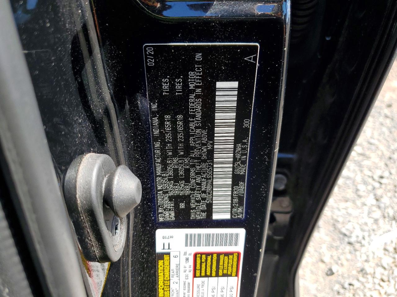 2020 Toyota Highlander L Black vin: 5TDCZRBH4LS505731