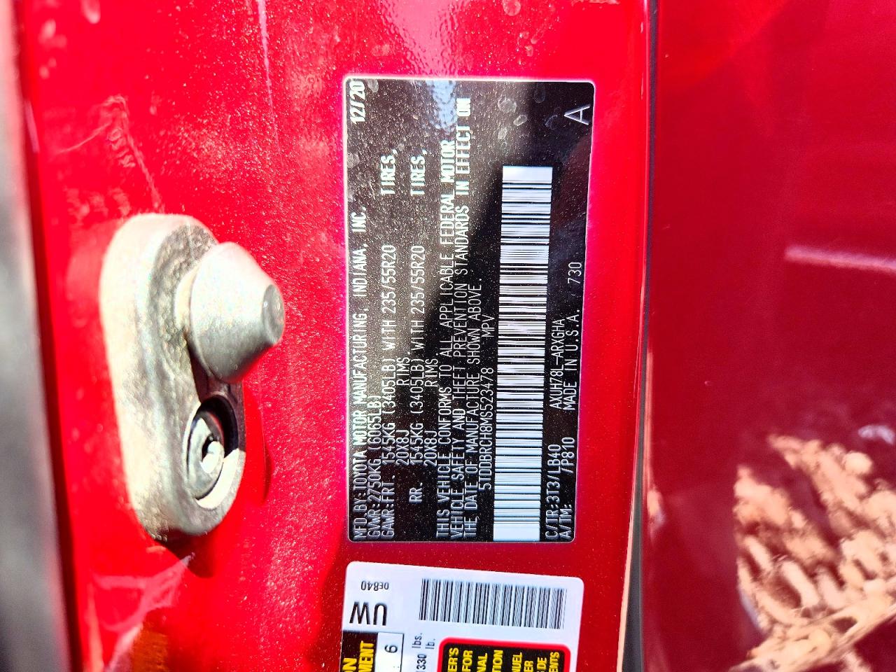 2021 Toyota Highlander Hybrid Limited Red vin: 5TDDBRCH8MS523478