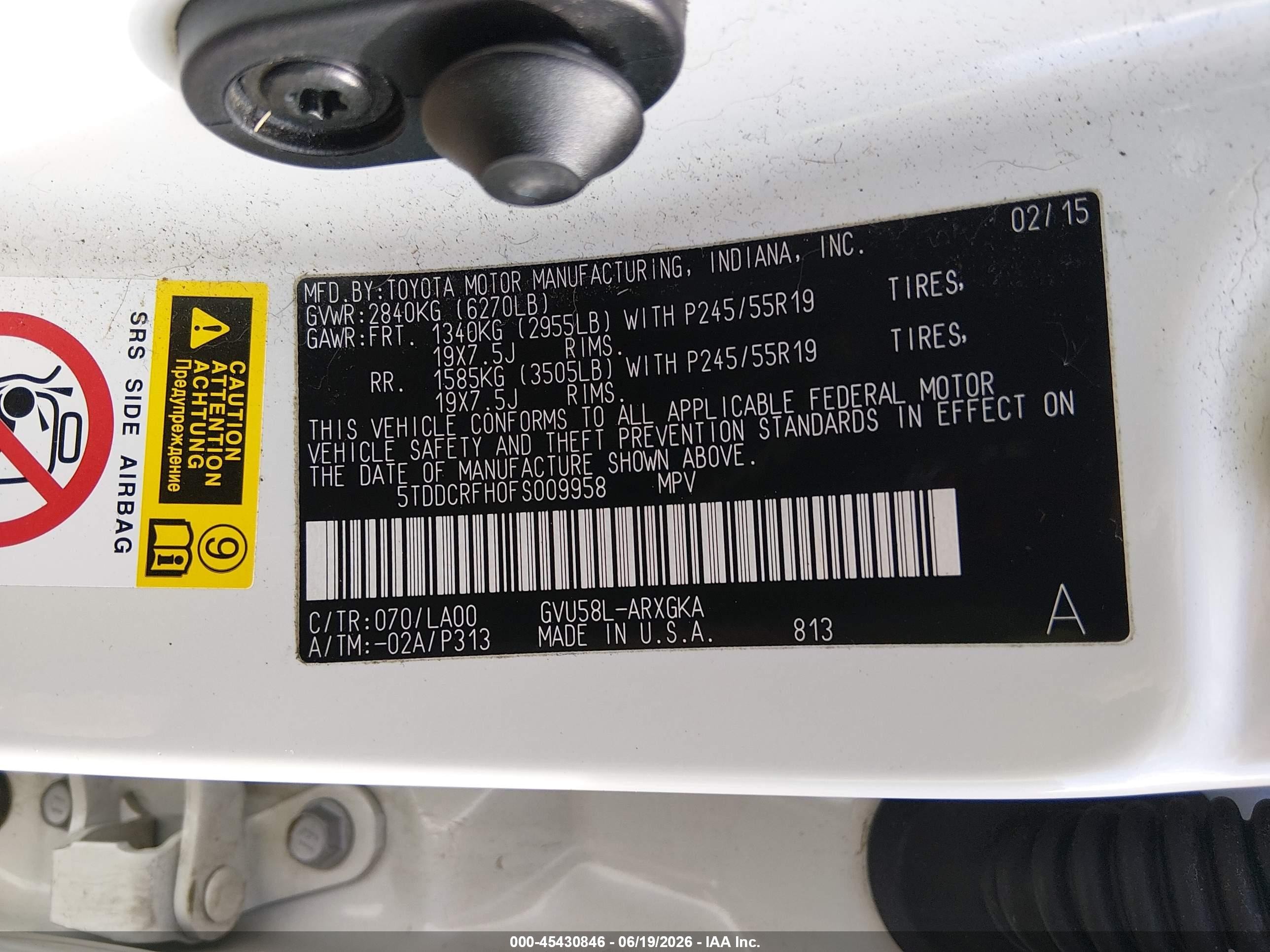2015 Toyota Highlander Hybrid Limited Platinum V6 White vin: 5TDDCRFH0FS009958