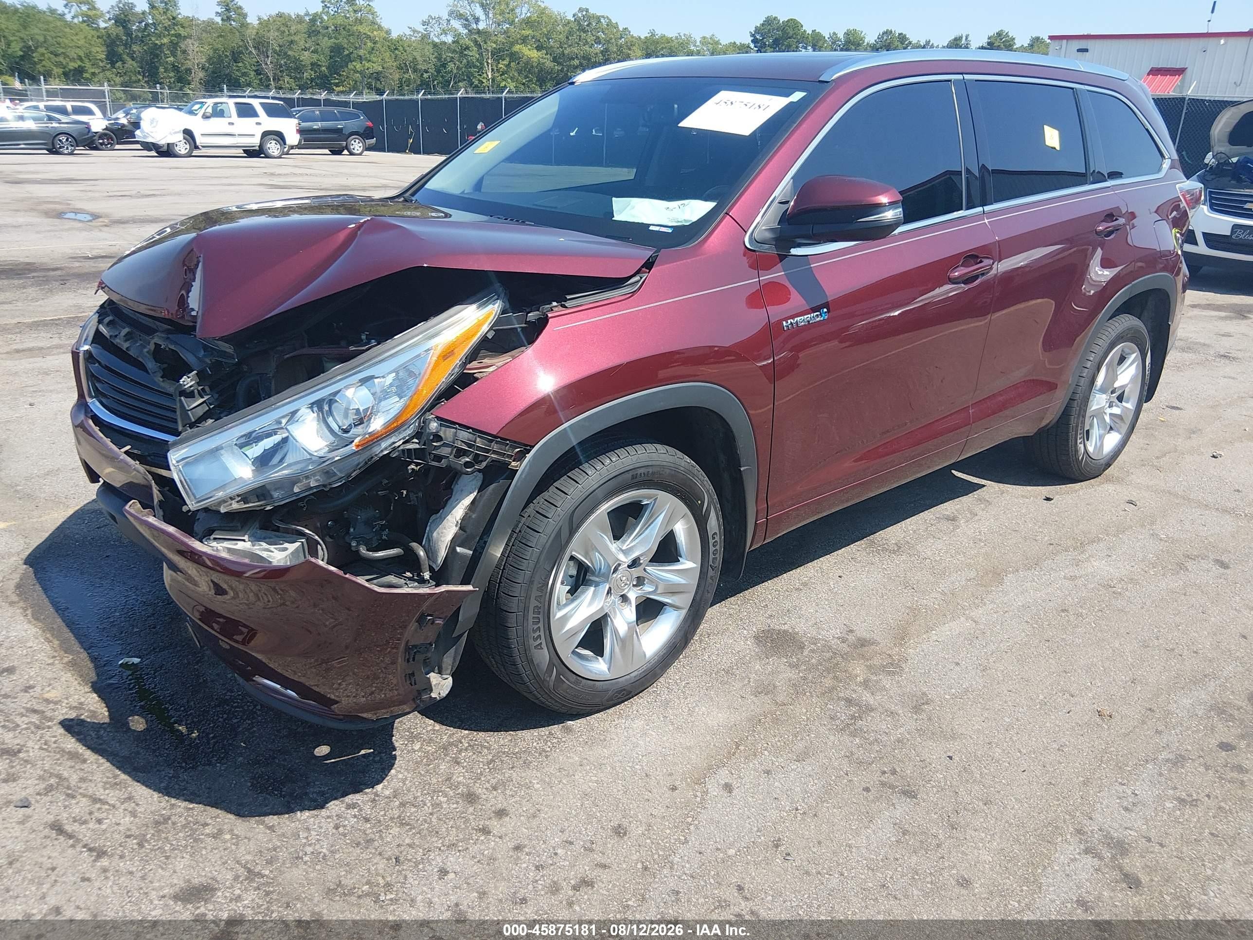 2015 Toyota Highlander Hybrid Limited Burgundy vin: 5TDDCRFH1FS012545