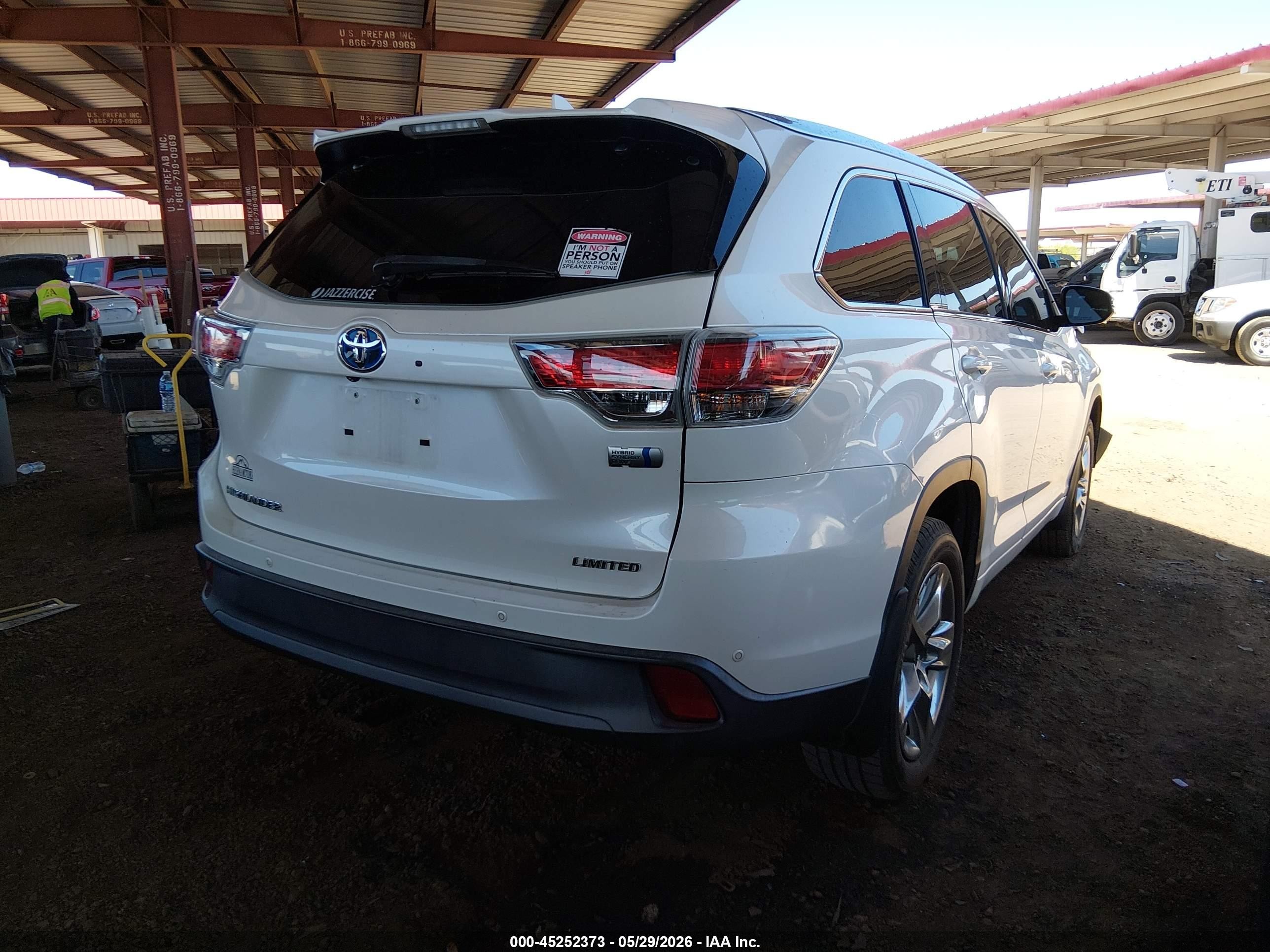 2014 Toyota Highlander Hybrid Limited Platinum V6 White vin: 5TDDCRFH2ES007014
