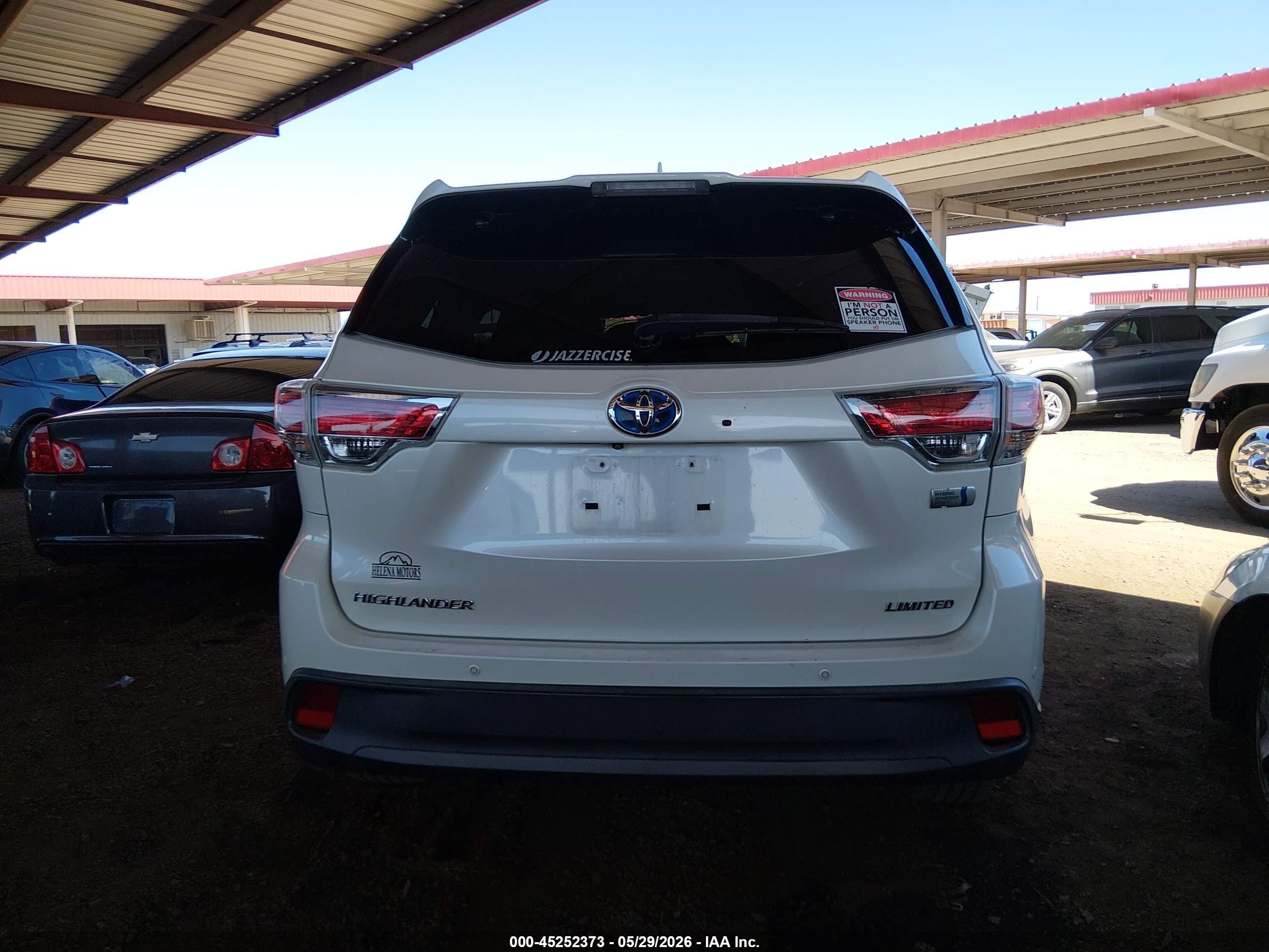 2014 Toyota Highlander Hybrid Limited Platinum V6 White vin: 5TDDCRFH2ES007014