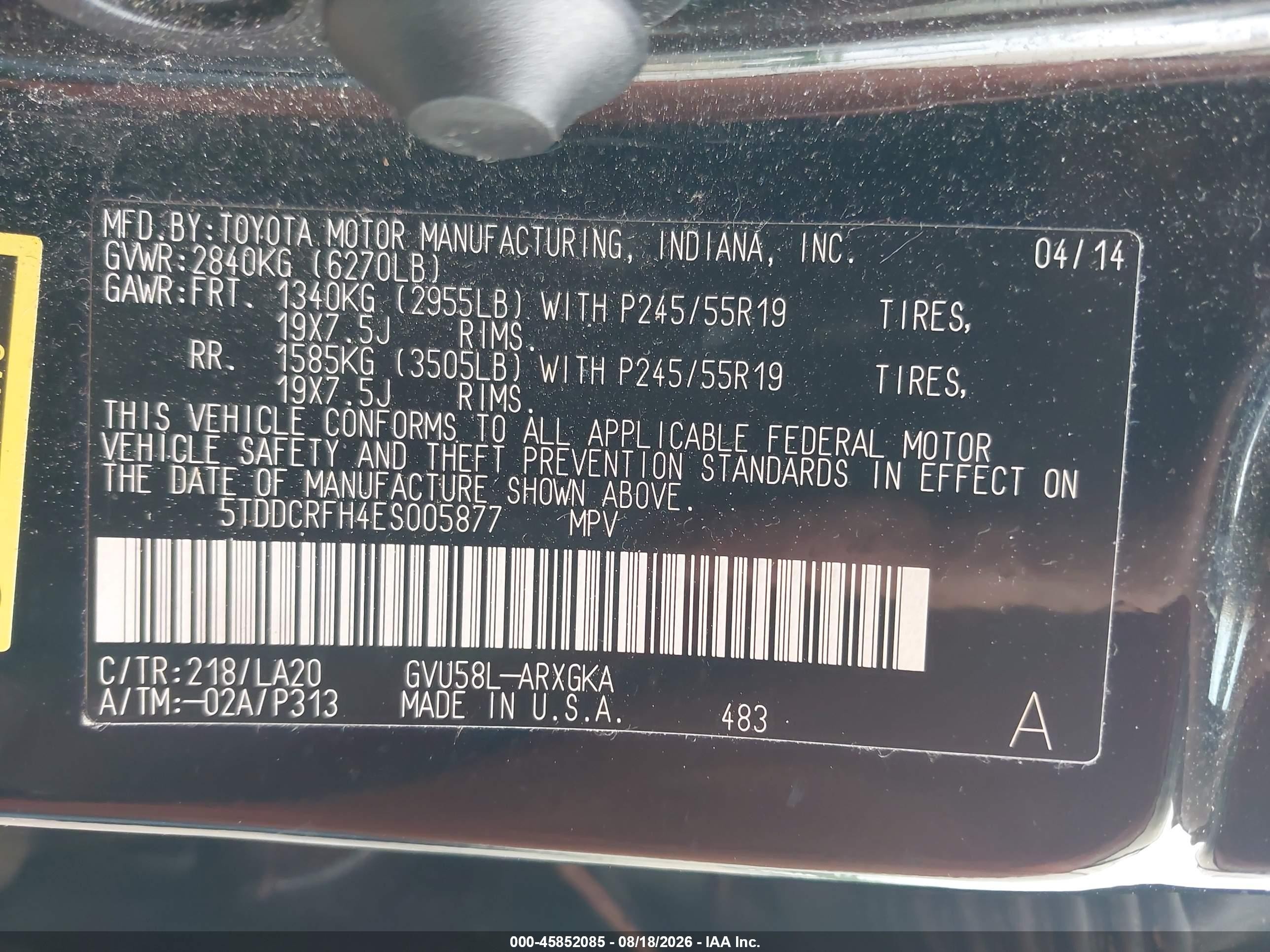 2014 Toyota Highlander Hybrid Limited Black vin: 5TDDCRFH4ES005877