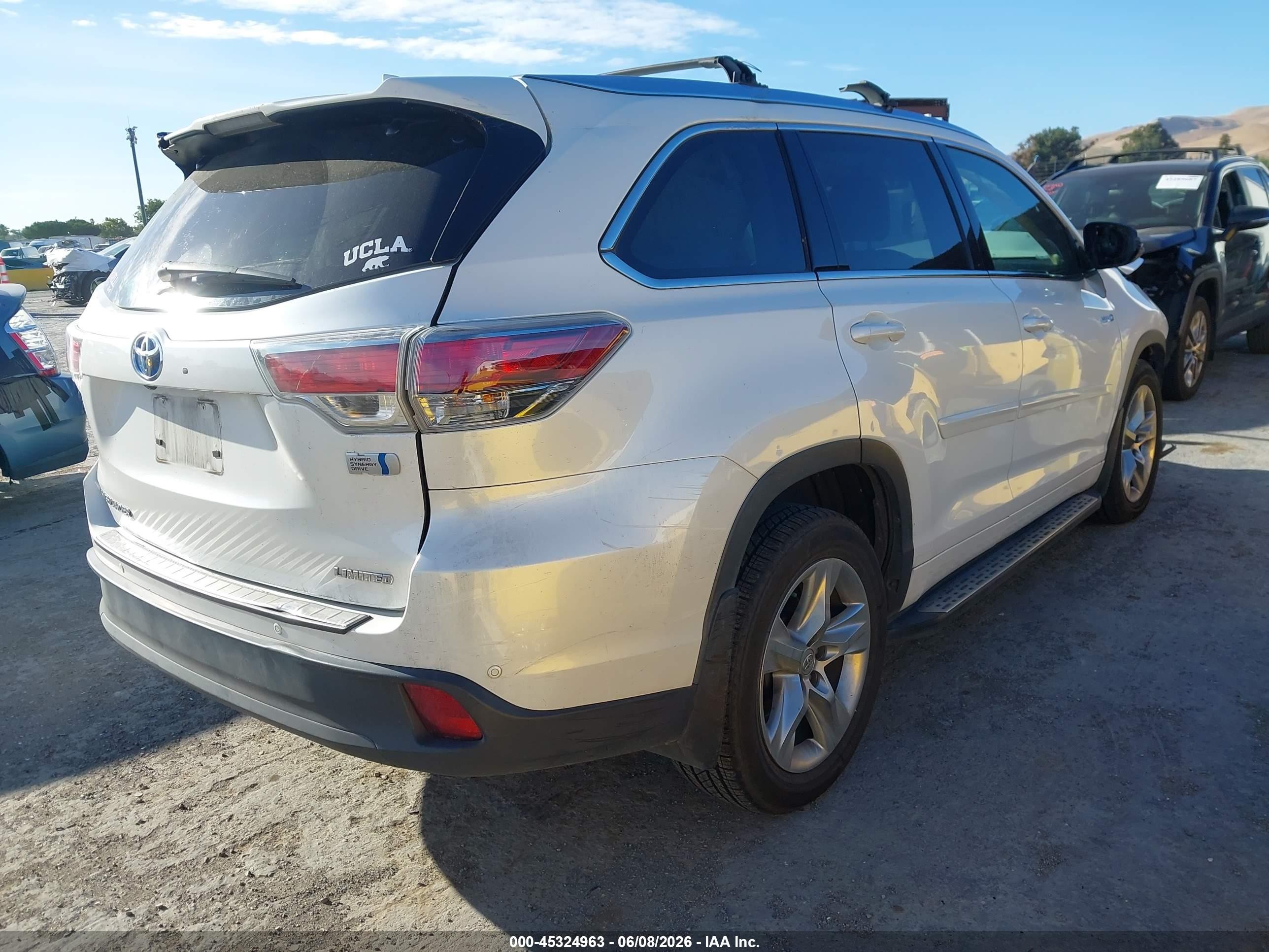 2015 Toyota Highlander Hybrid Limited White vin: 5TDDCRFH9FS008467