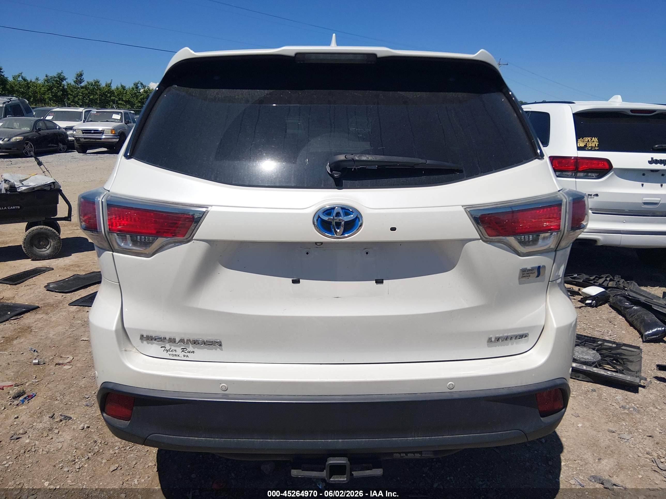 2015 Toyota Highlander Hybrid Limited Белый vin: 5TDDCRFHXFS010888