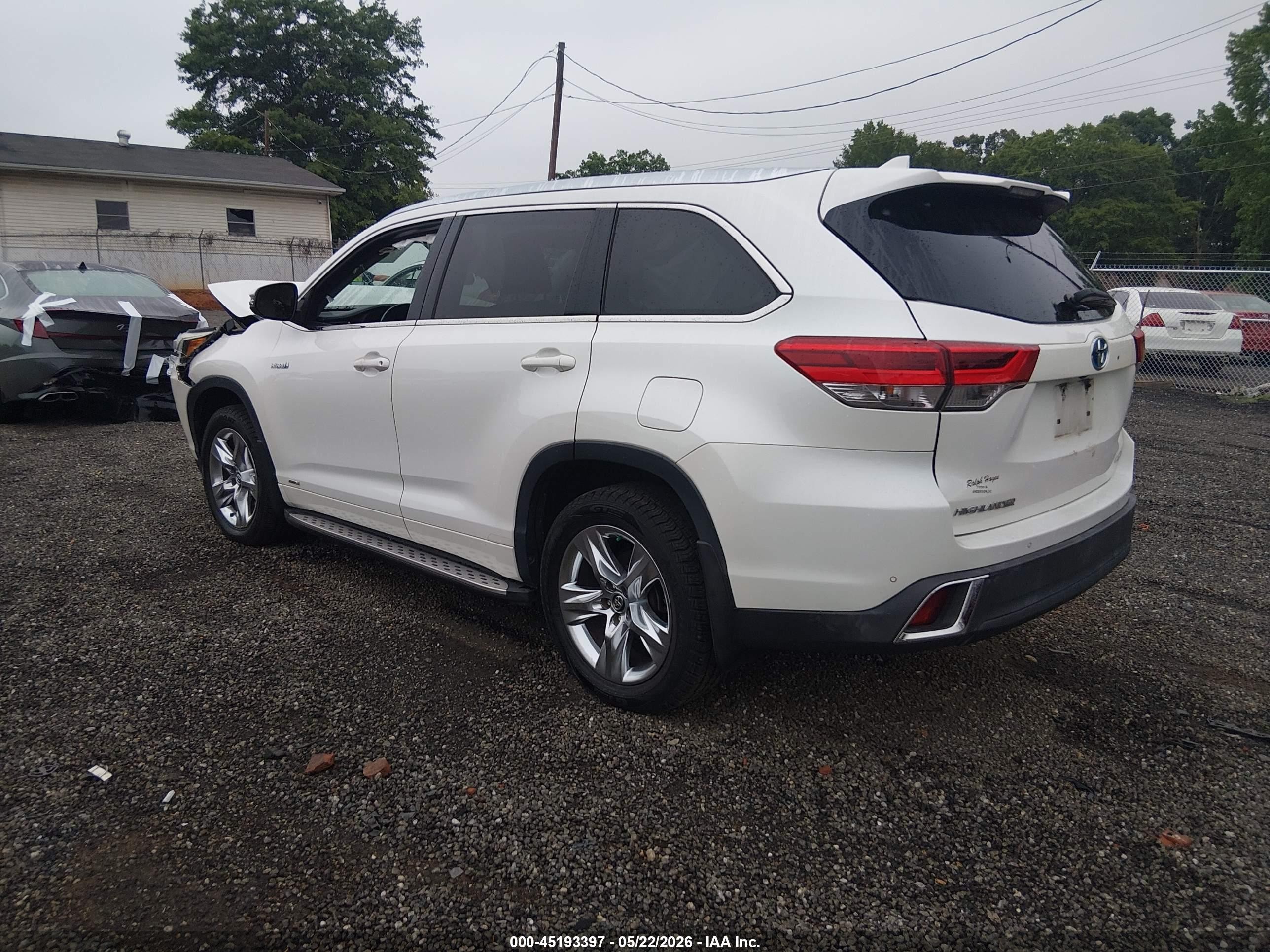 2018 Toyota Highlander Hybrid Limited Белый vin: 5TDDGRFH0JS044013