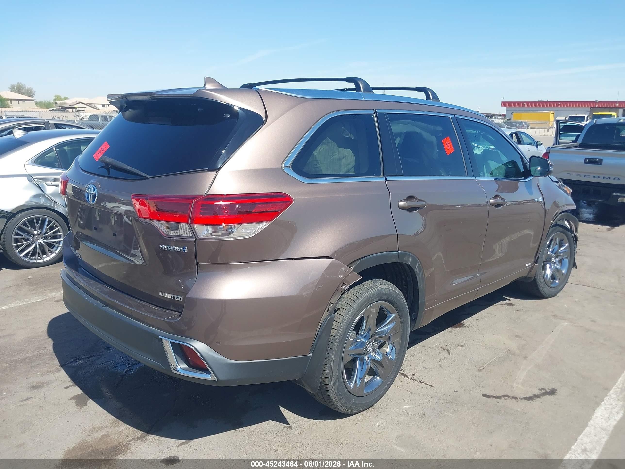2018 Toyota Highlander Hybrid Limited Platinum Коричневый vin: 5TDDGRFH0JS045193
