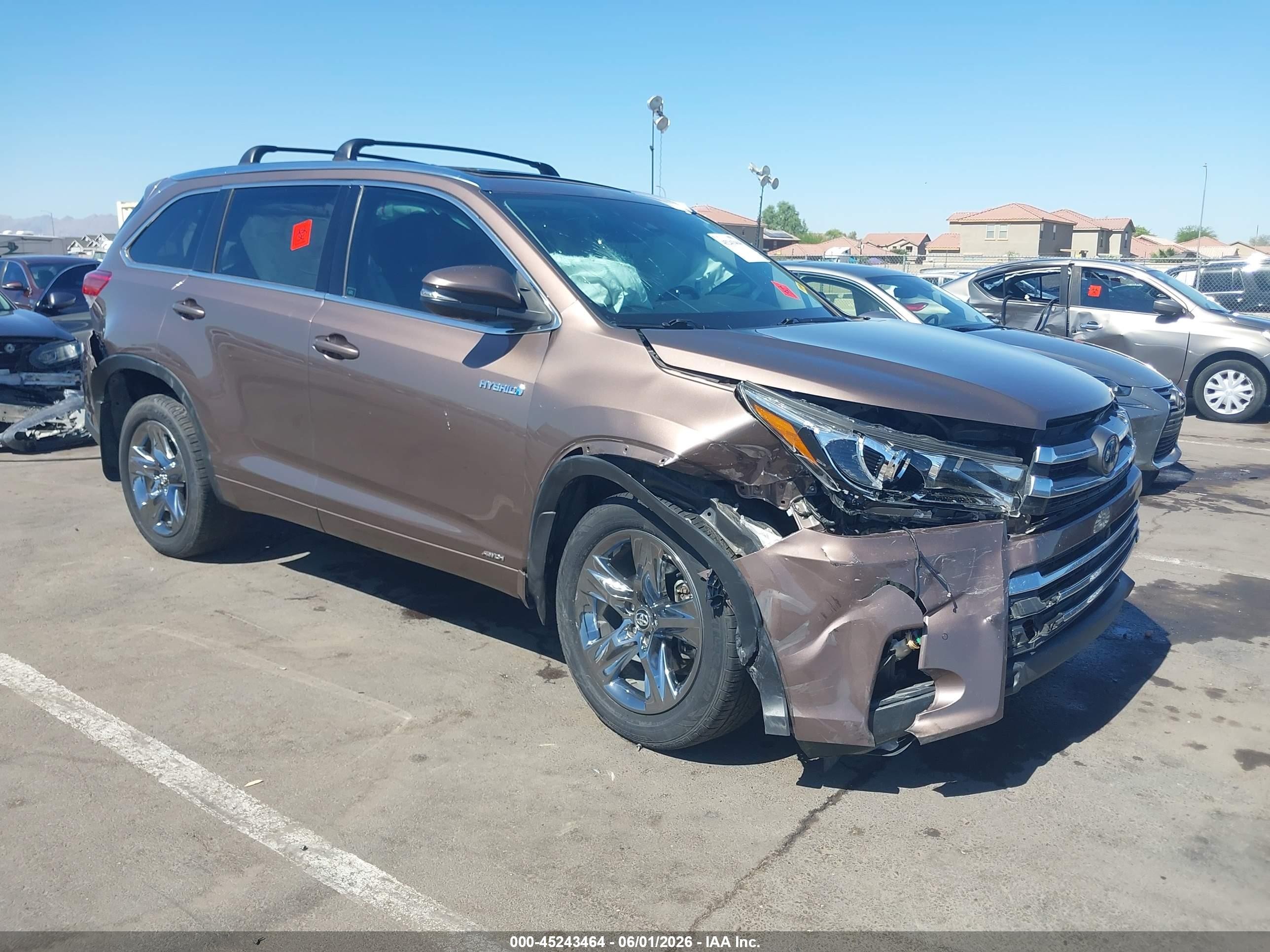 2018 Toyota Highlander Hybrid Limited Platinum Коричневый vin: 5TDDGRFH0JS045193