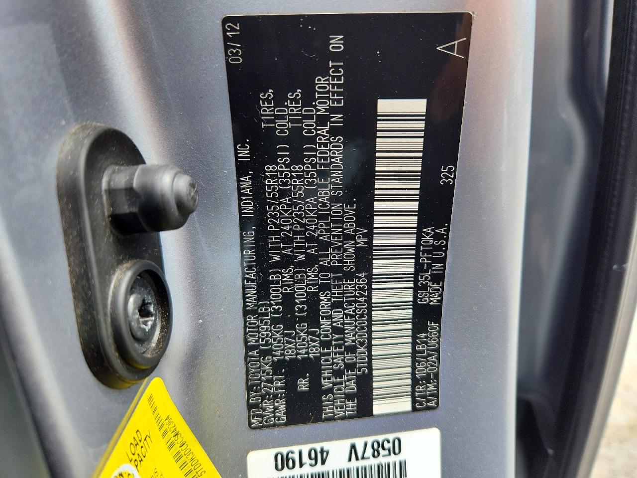 2012 Toyota Sienna Xle 7-passenger Silver vin: 5TDDK3DC0CS042364
