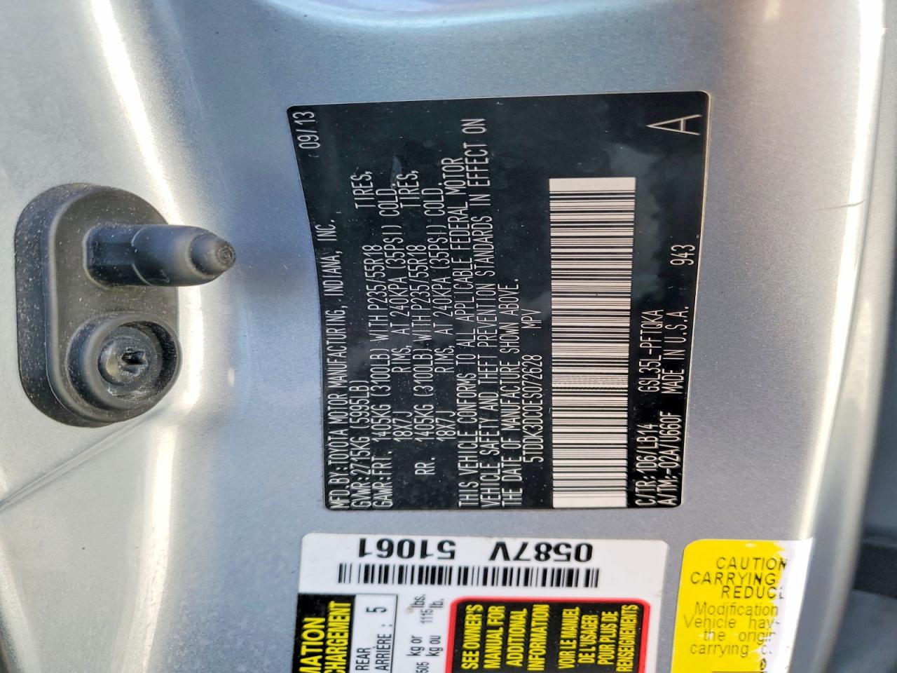 2014 Toyota Sienna Xle 7-passenger Silver vin: 5TDDK3DC0ES072628